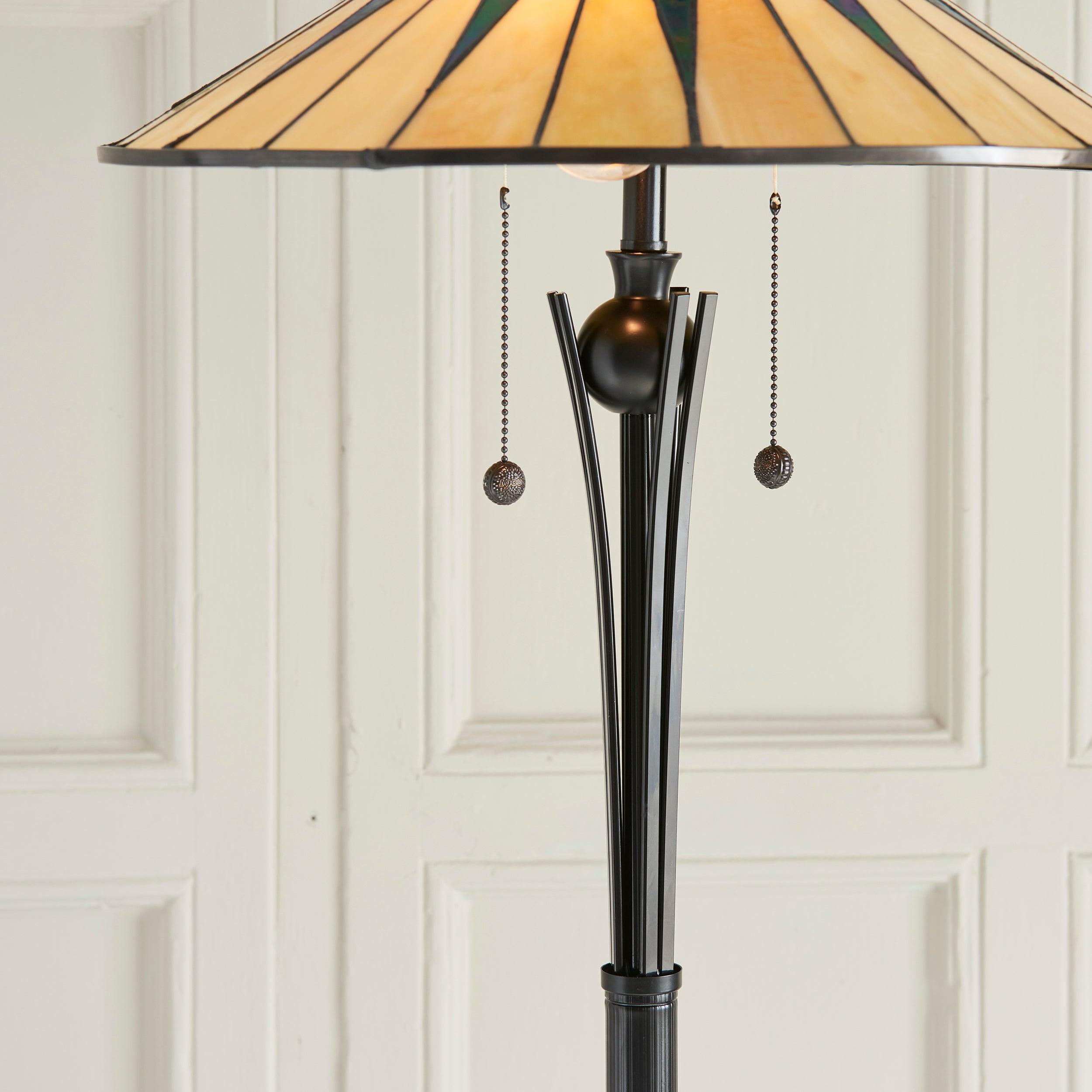 dark star tiffany floor lamp Close Up Lit Image