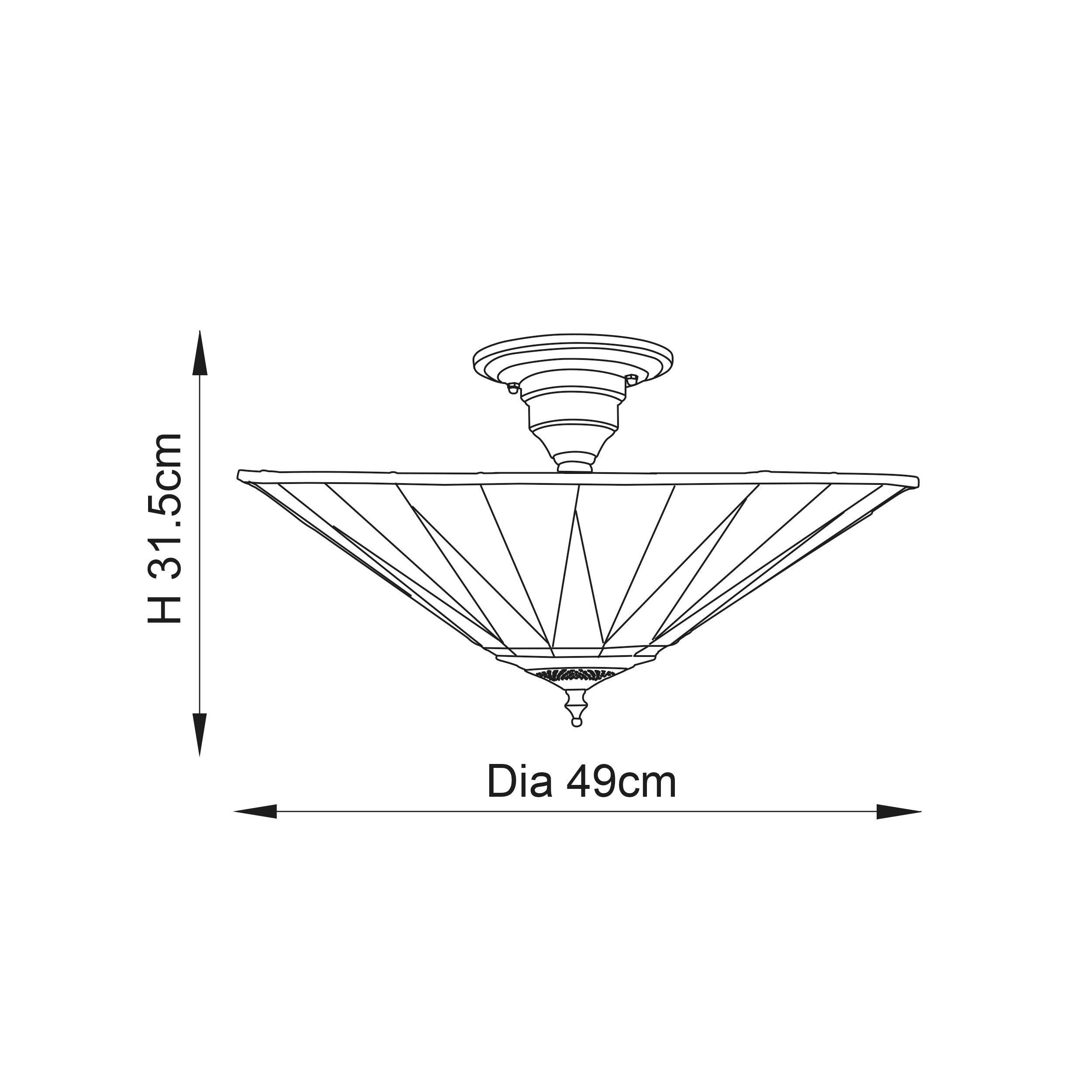 dark star tiffany semi flush ceiling light Close Up Lit Image