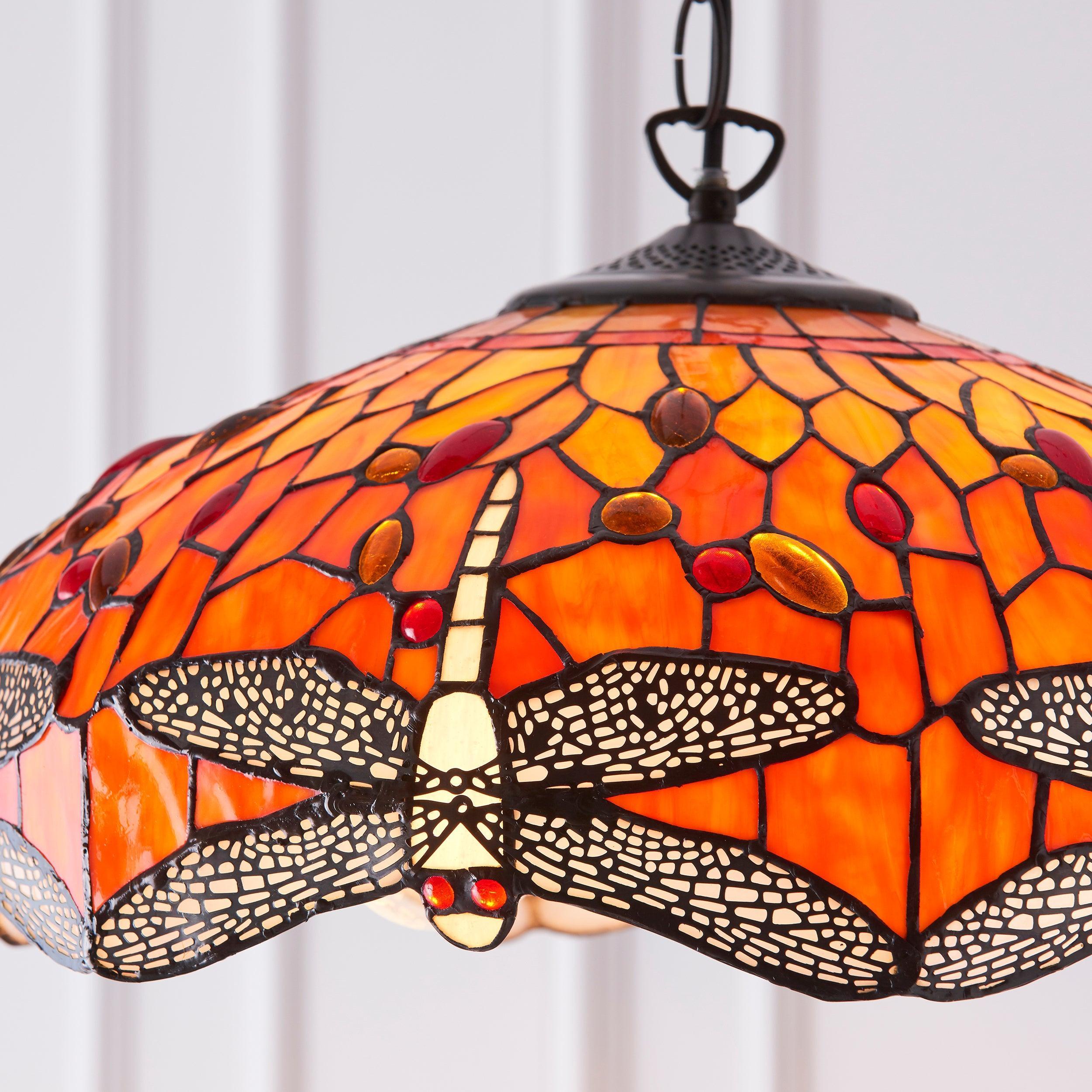 flame dragonfly medium tiffany pendant light 1b Hallway Lighting Image
