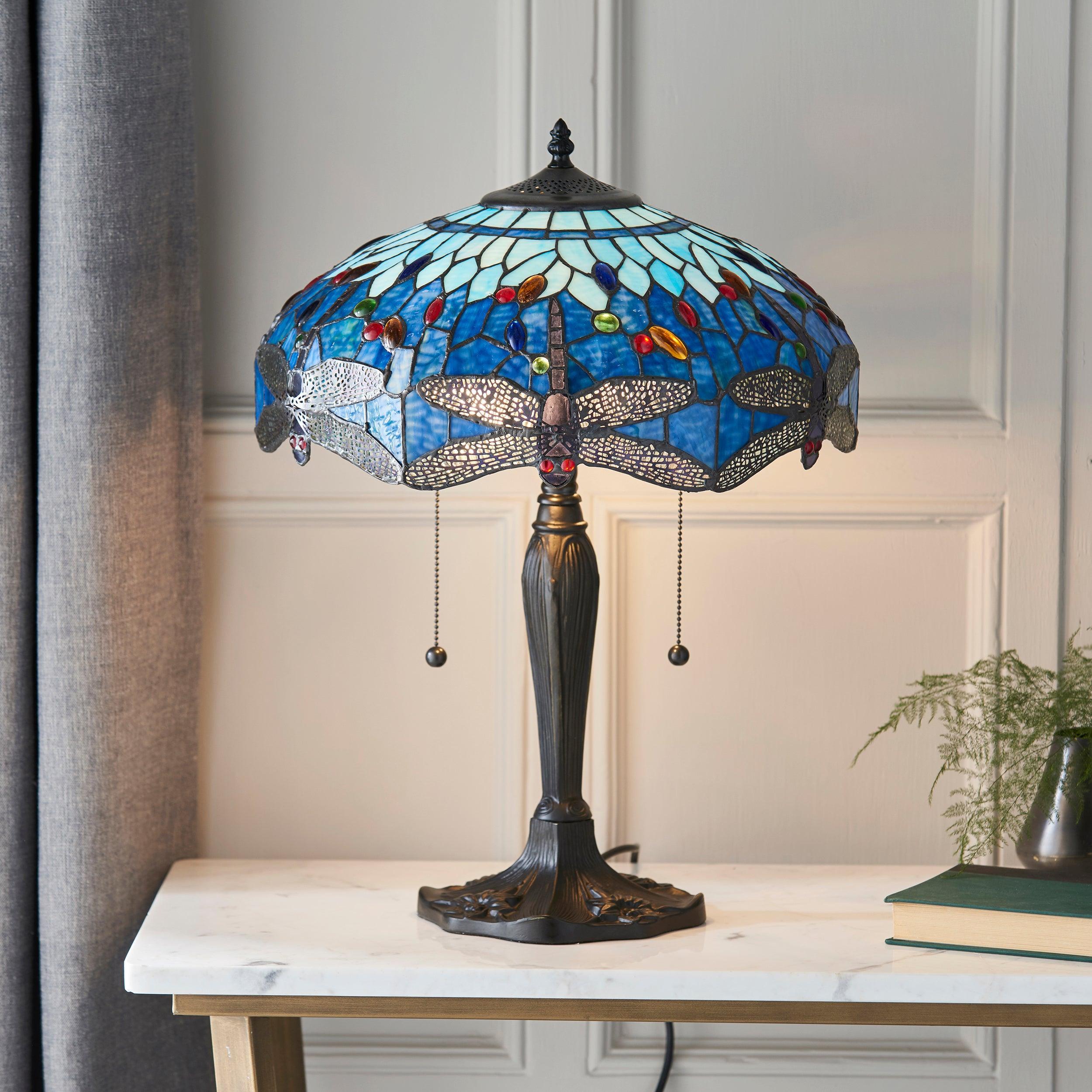 blue dragonlfy large tiffany lamp close fitting image