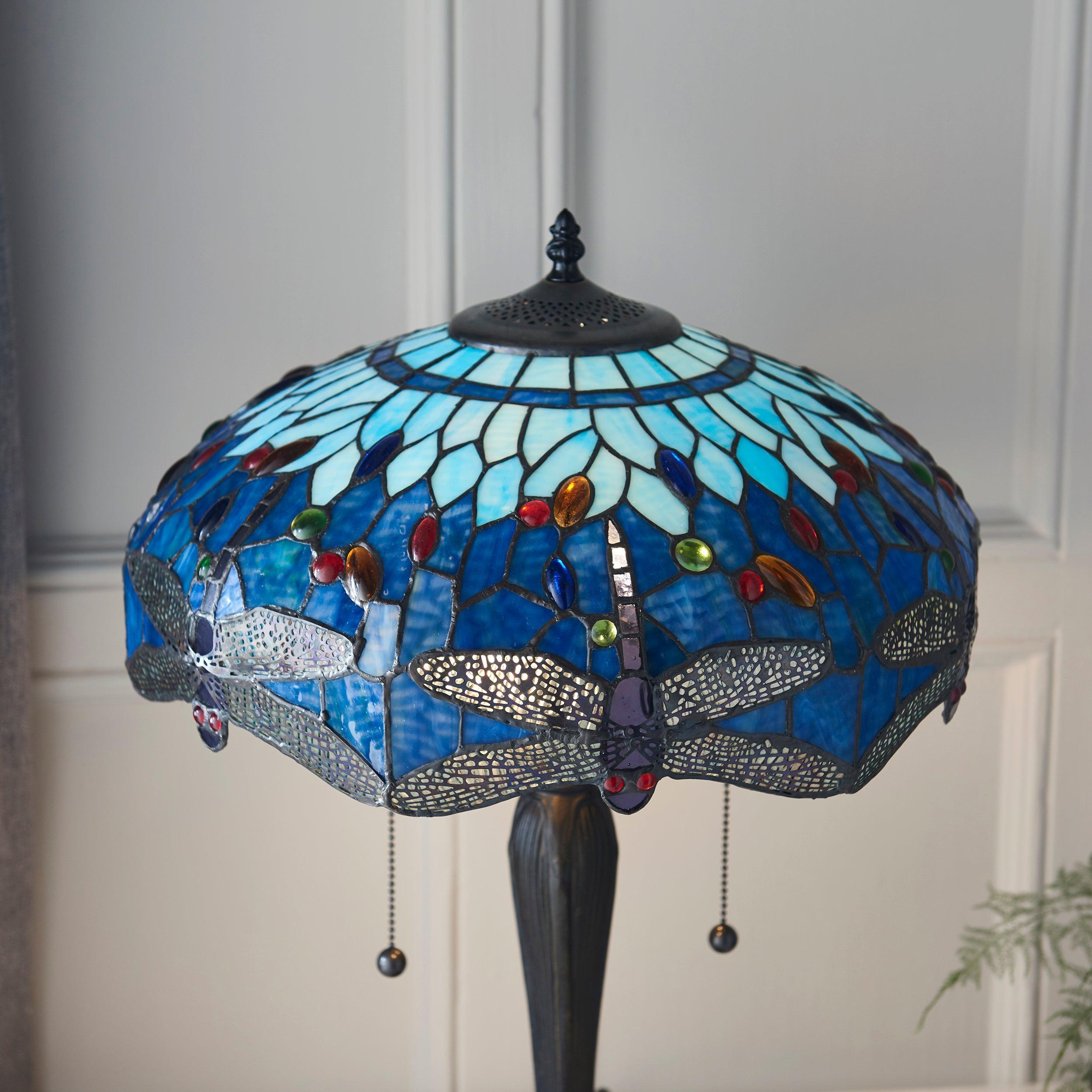 blue dragonlfy large tiffany lamp Hallway Lighting Image