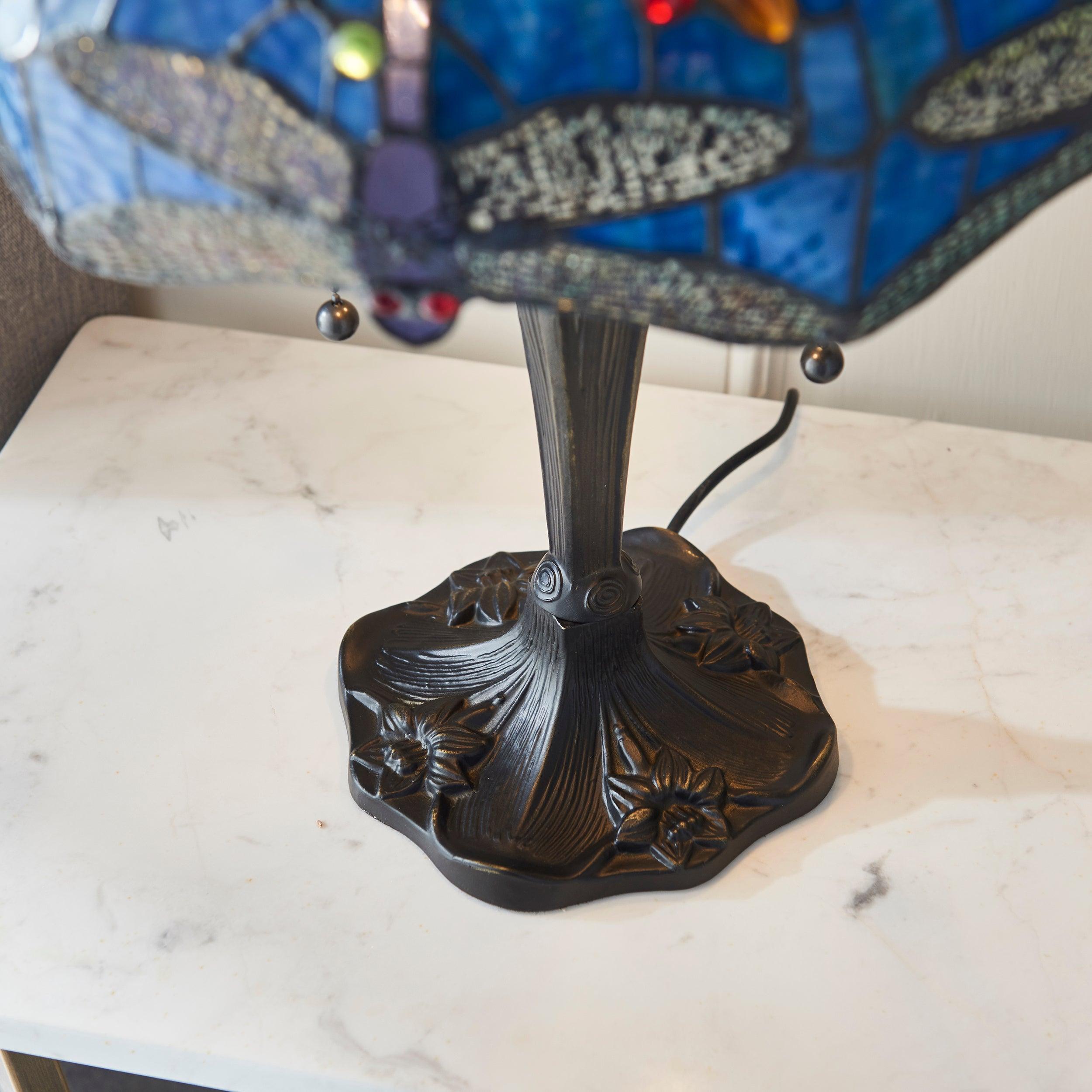 blue dragonlfy large tiffany lamp Hallway Lighting Close Up