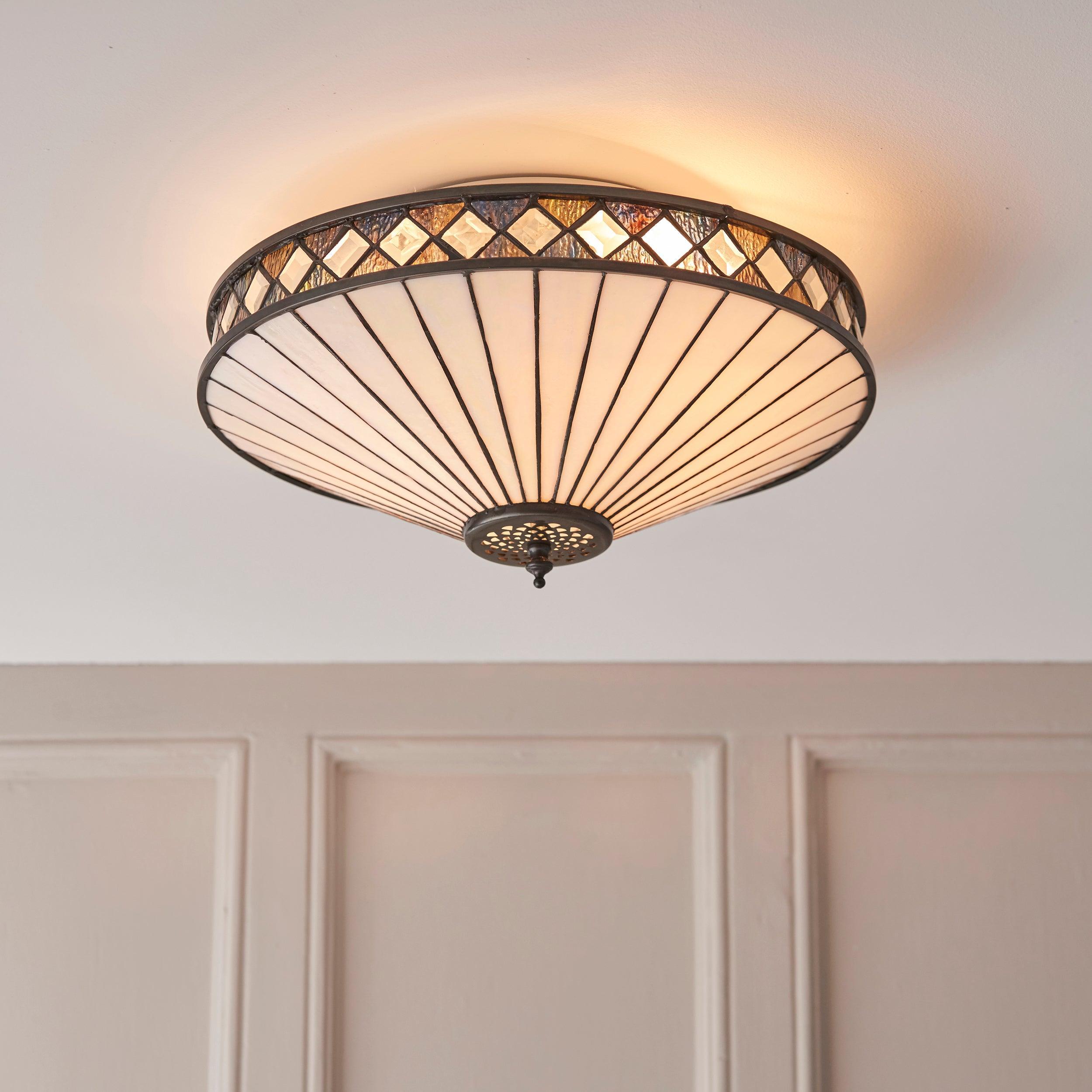 Interiors 1900 Fargo Flush Tiffany Ceiling Light