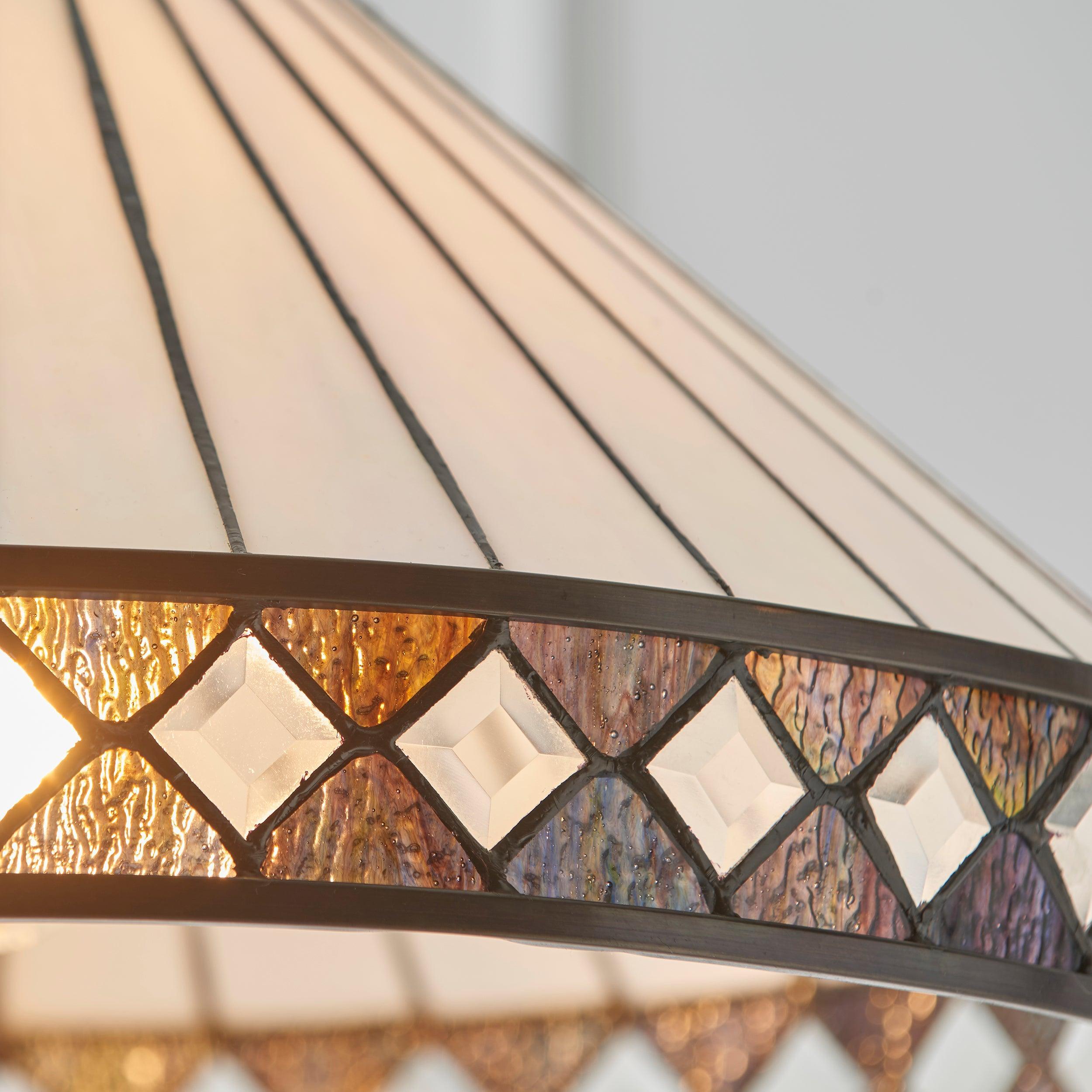 fargo tiffany medium pendant light adjustable chain Bedroom Lighting lit image