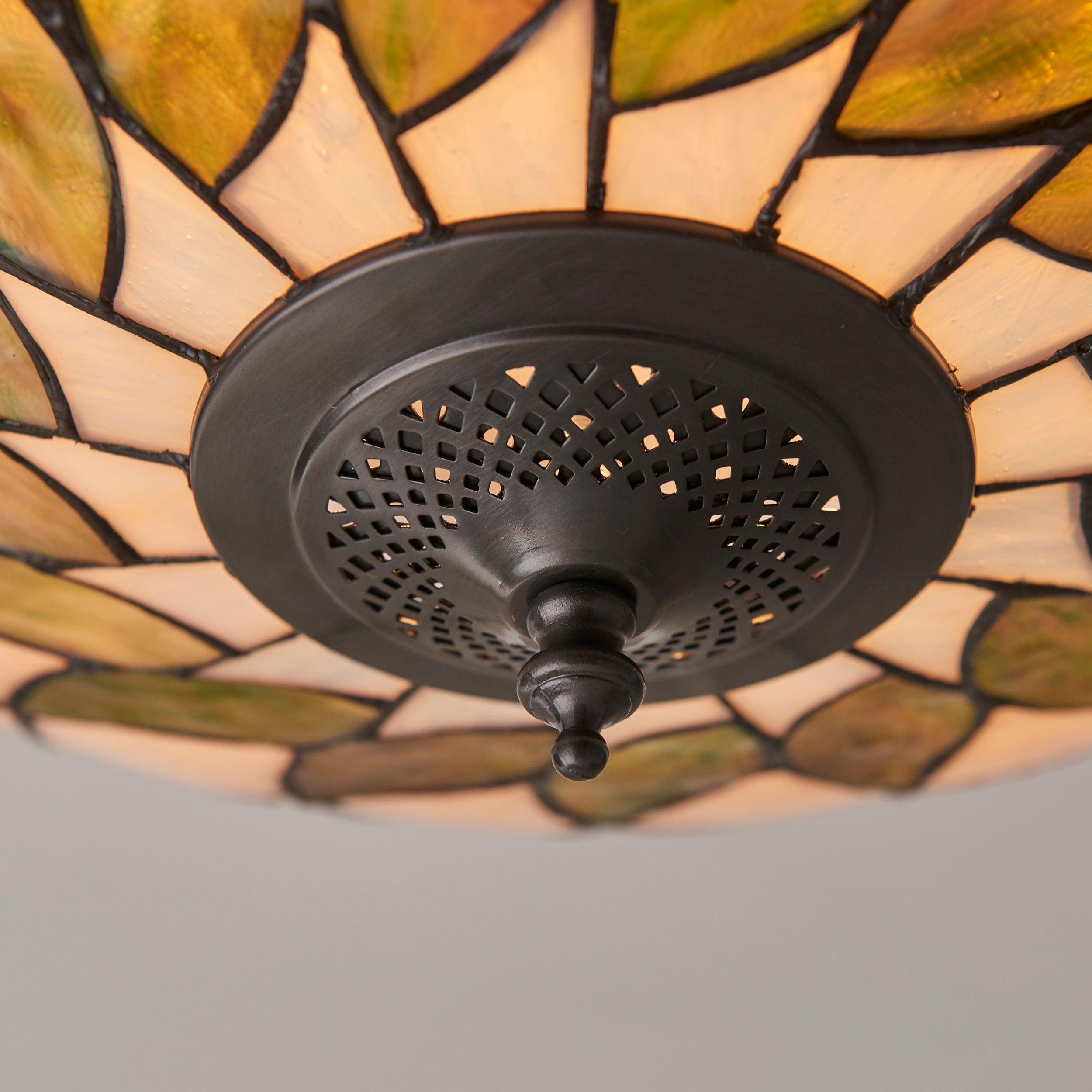 huchinson tiffany celing flush light unlit close up image