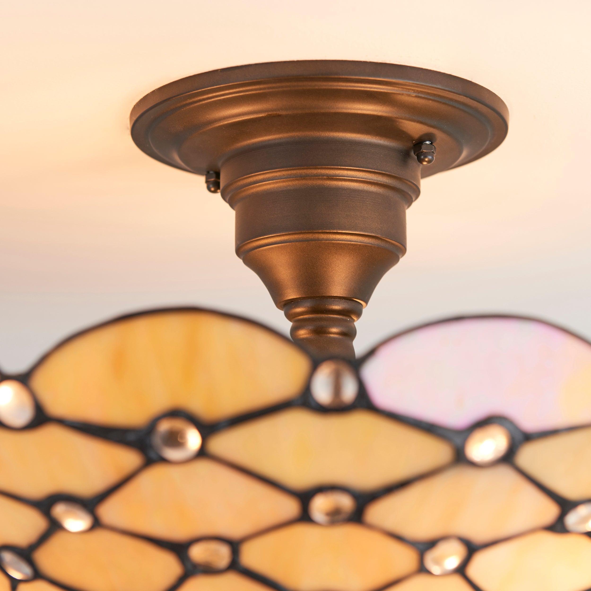 pearl tiffany semi flush ceiling light close up image