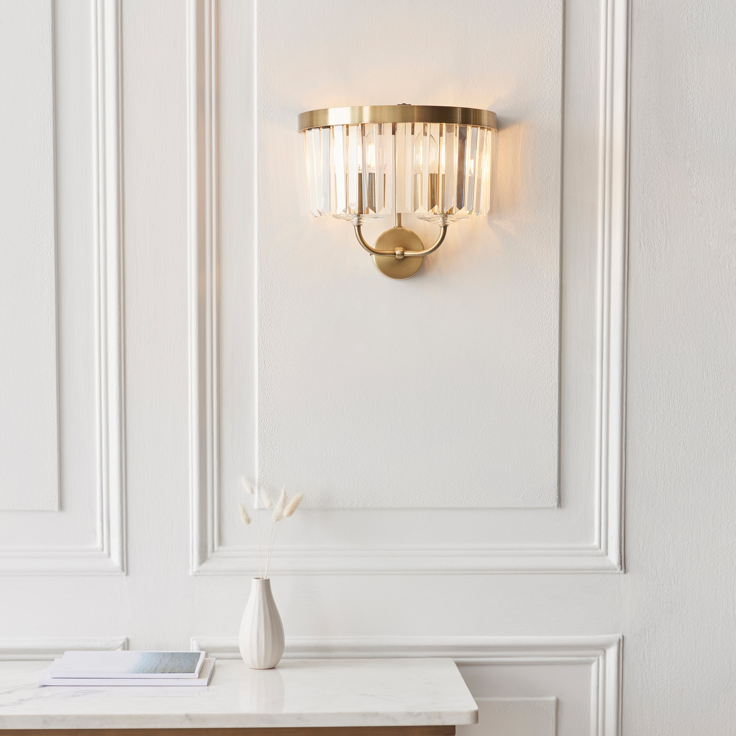 Ealing Brass & Clear Cut Glass Wall Light