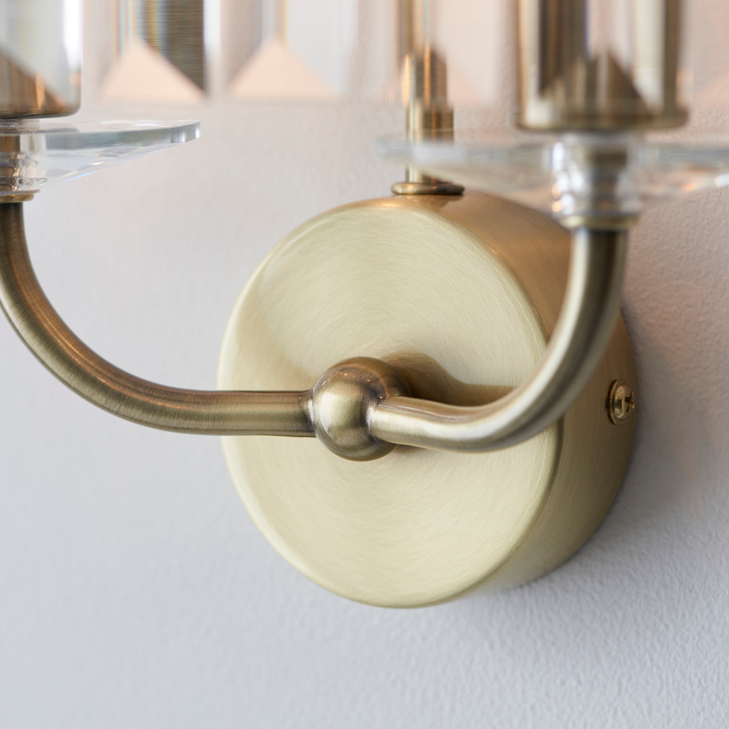 Ealing Brass & Clear Cut Glass Wall Light