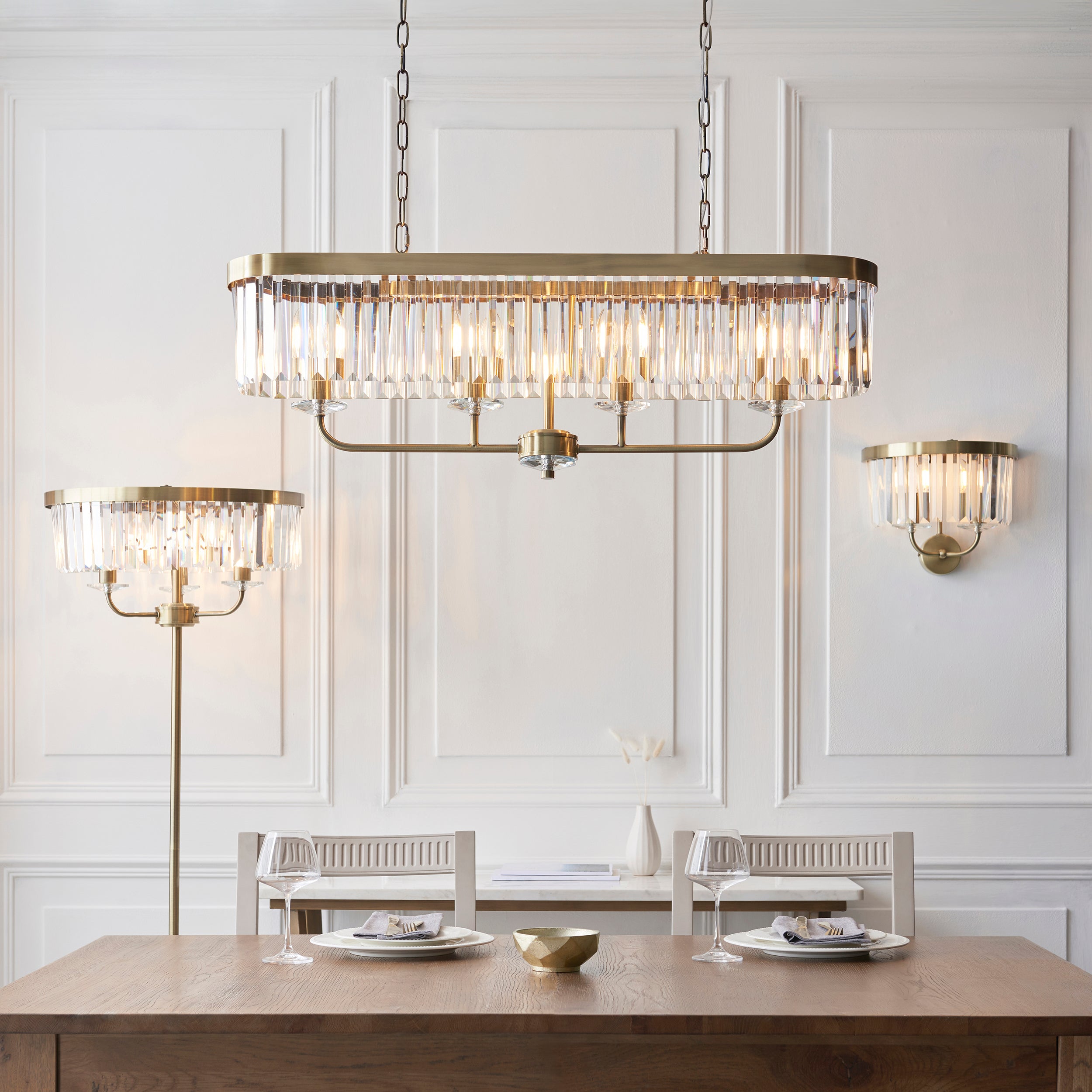 Ealing Brass & Clear Cut Glass Wall Light