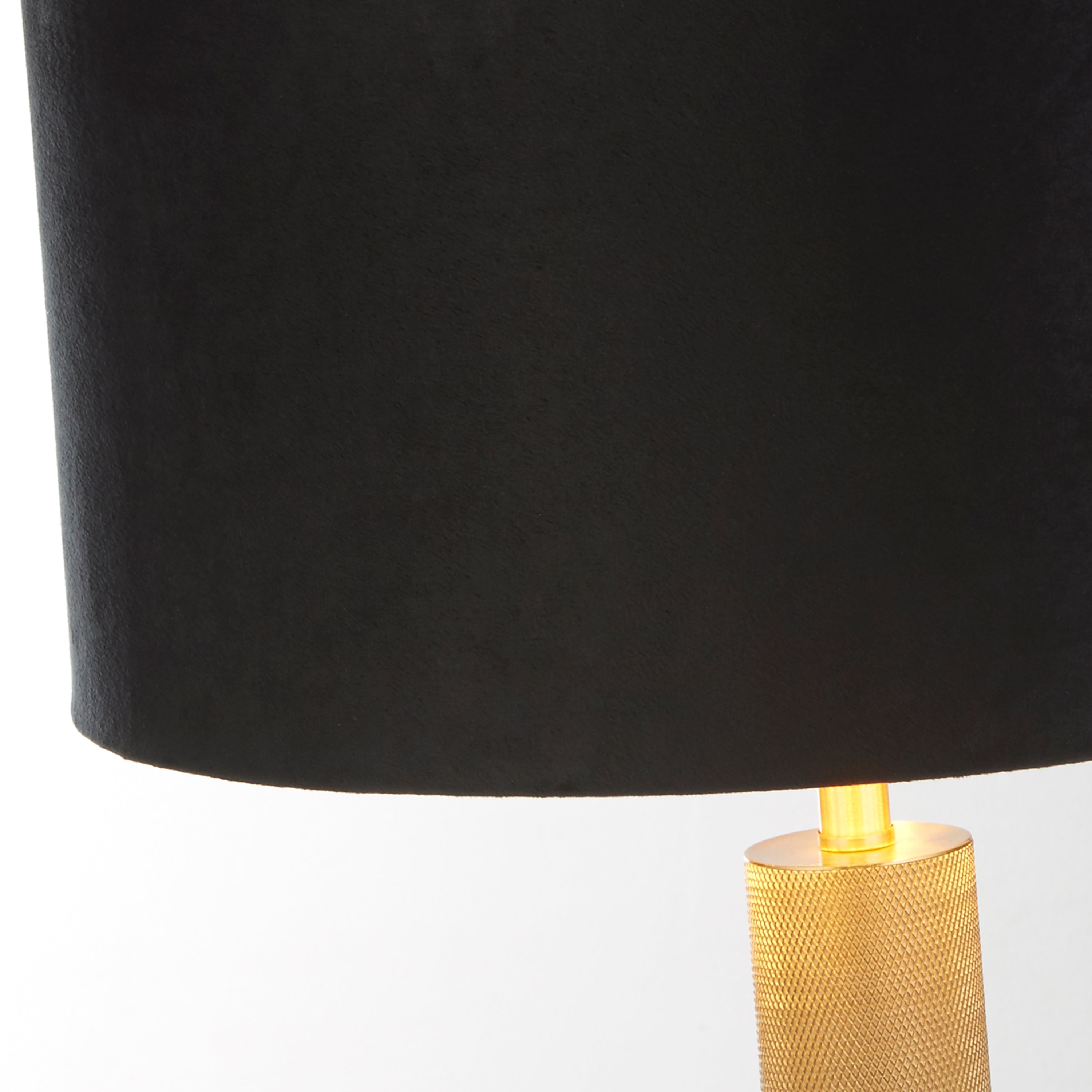 London Table Lamp - Knurled Brass & Black Velvet Shade