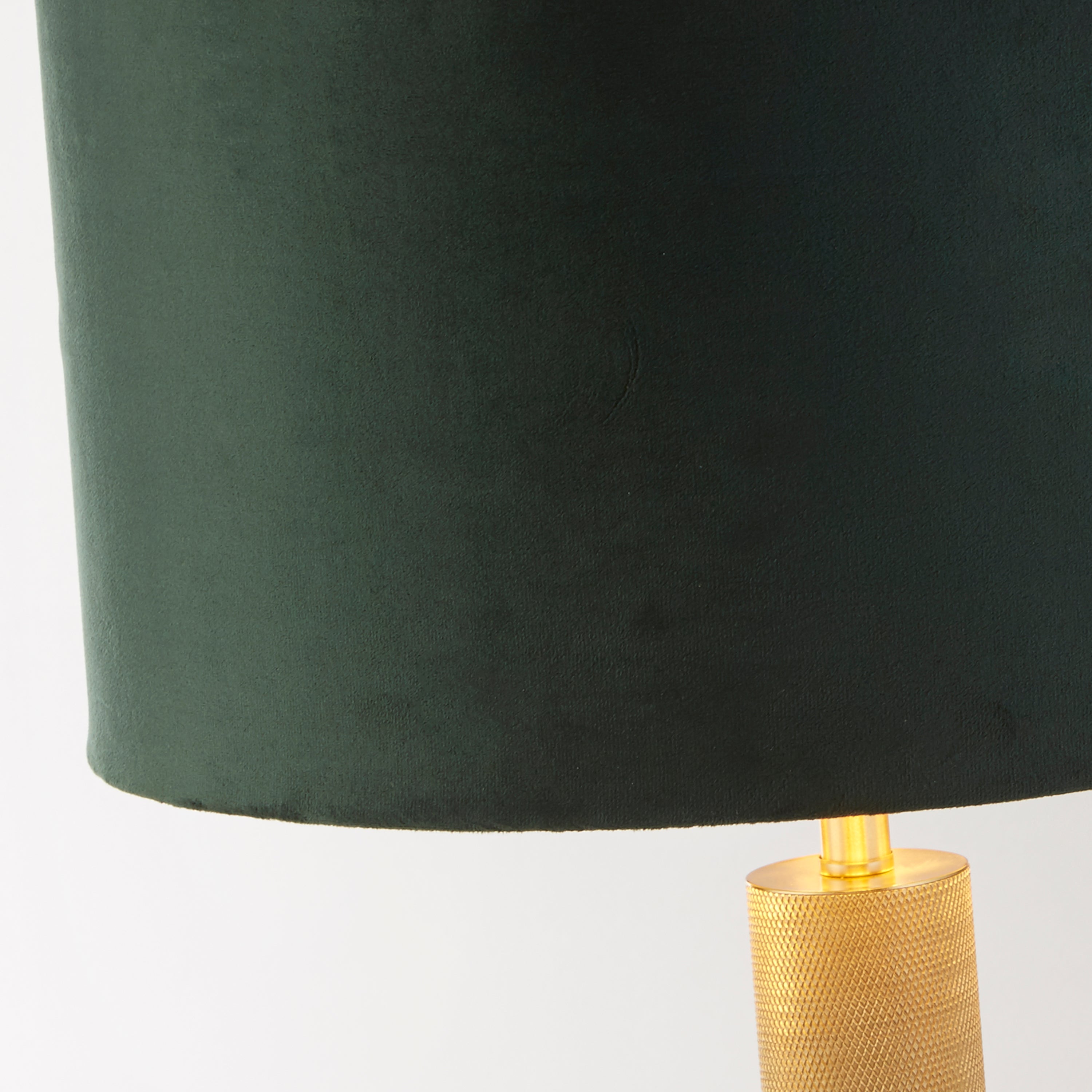 London Table Lamp - Knurled Brass & Green Velvet Shade