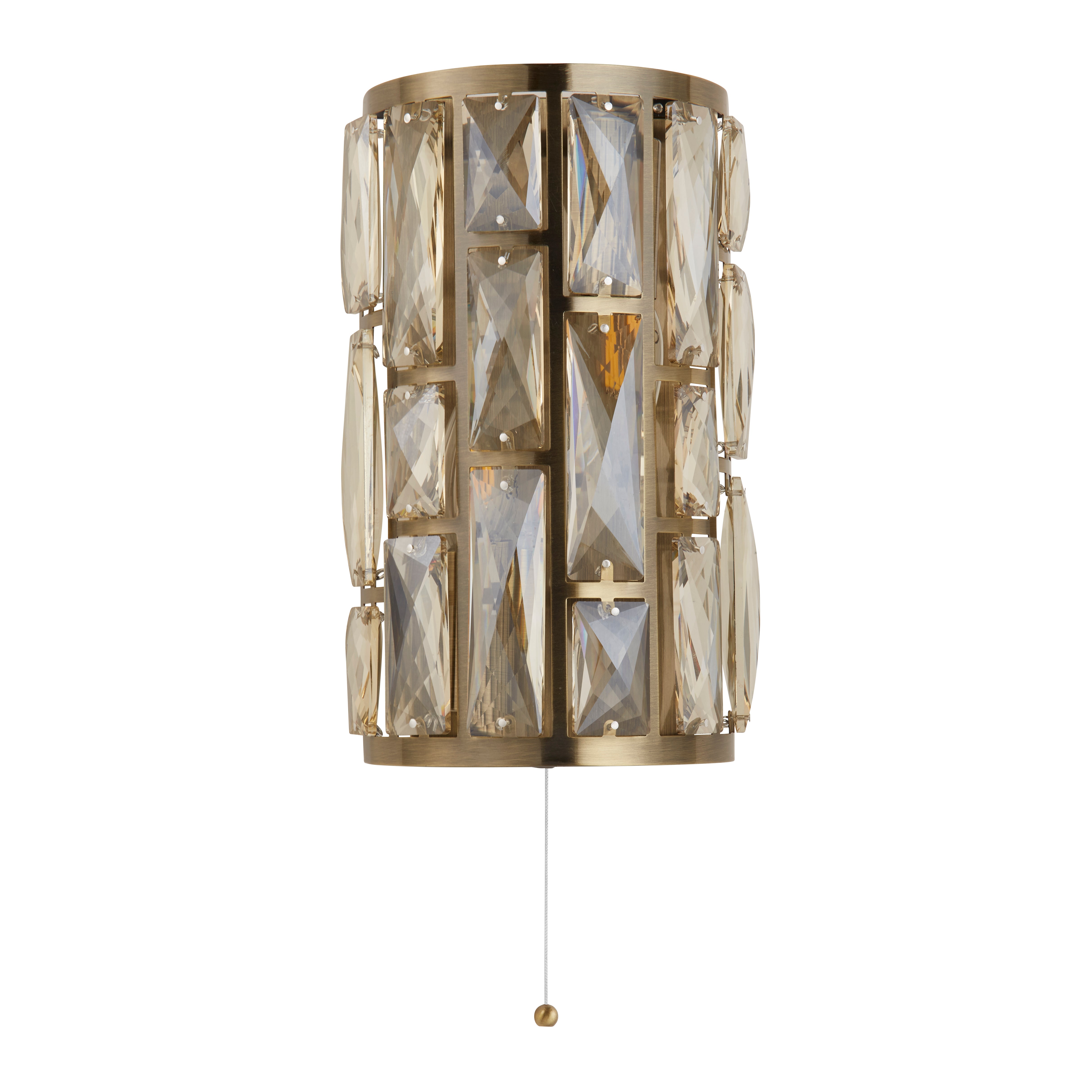 Searchlight Bijou 2 Light Brass Wall Light - Champagne Glass Shade