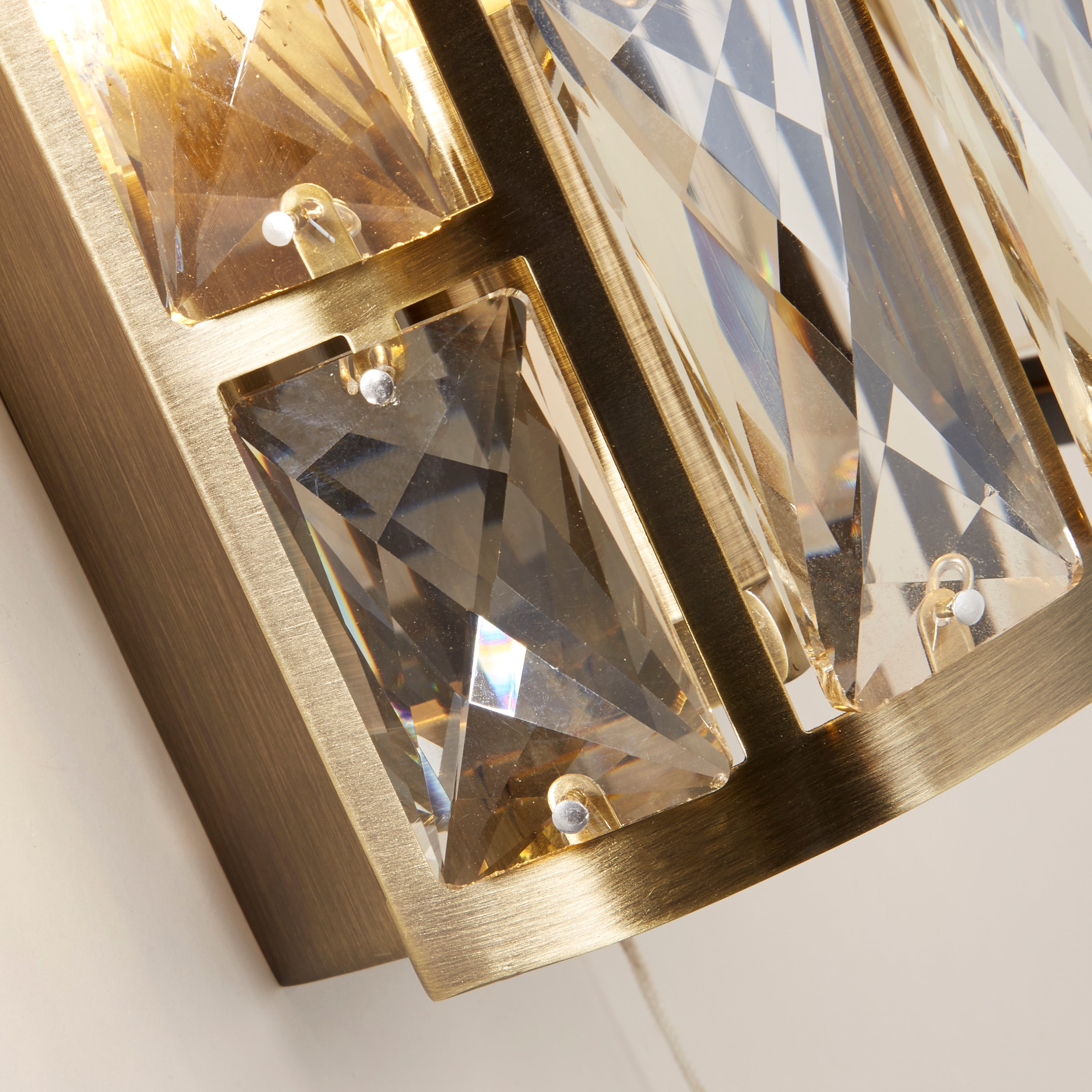 Searchlight Bijou 2 Light Brass Wall Light - Champagne Glass Shade