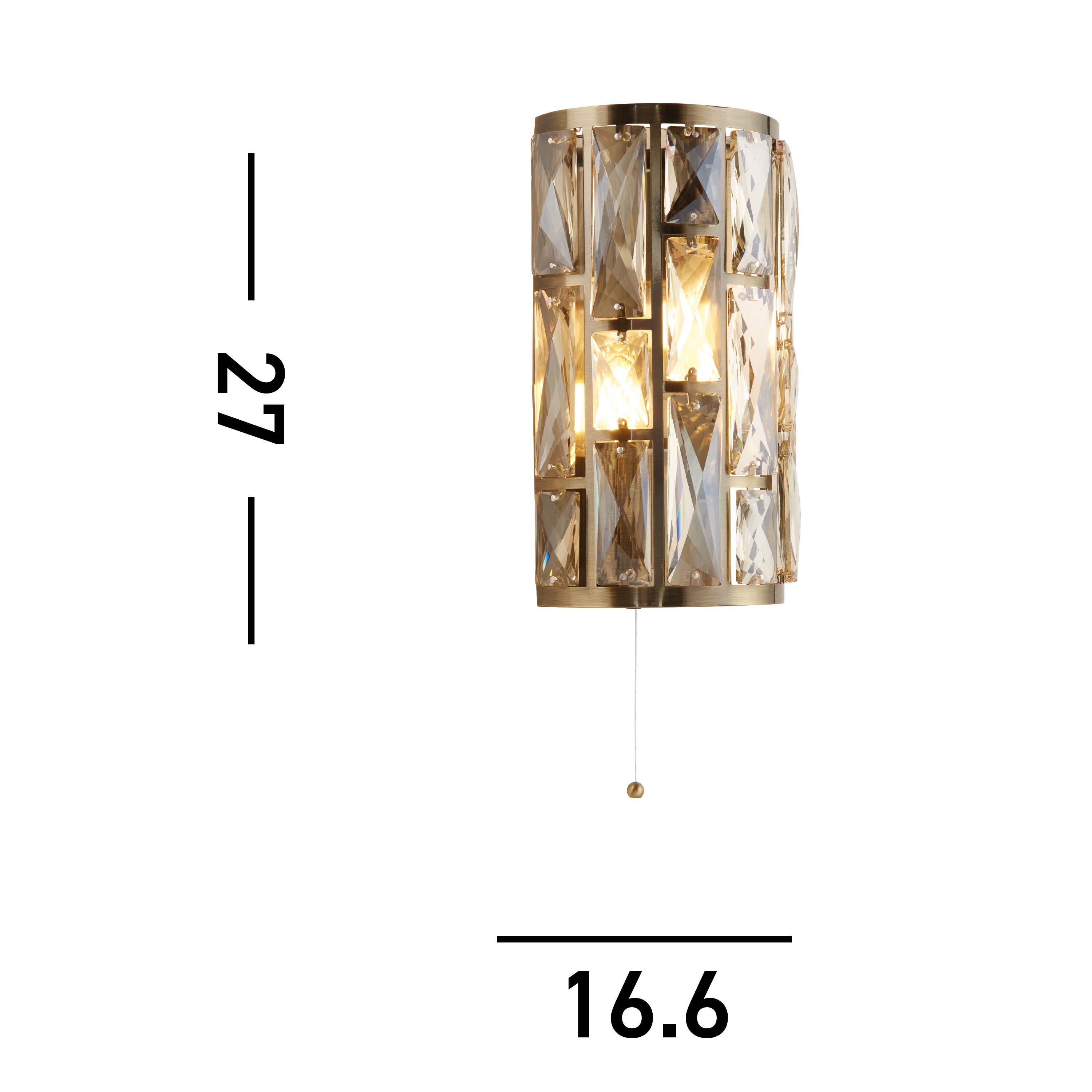 Searchlight Bijou 2 Light Brass Wall Light - Champagne Glass Shade