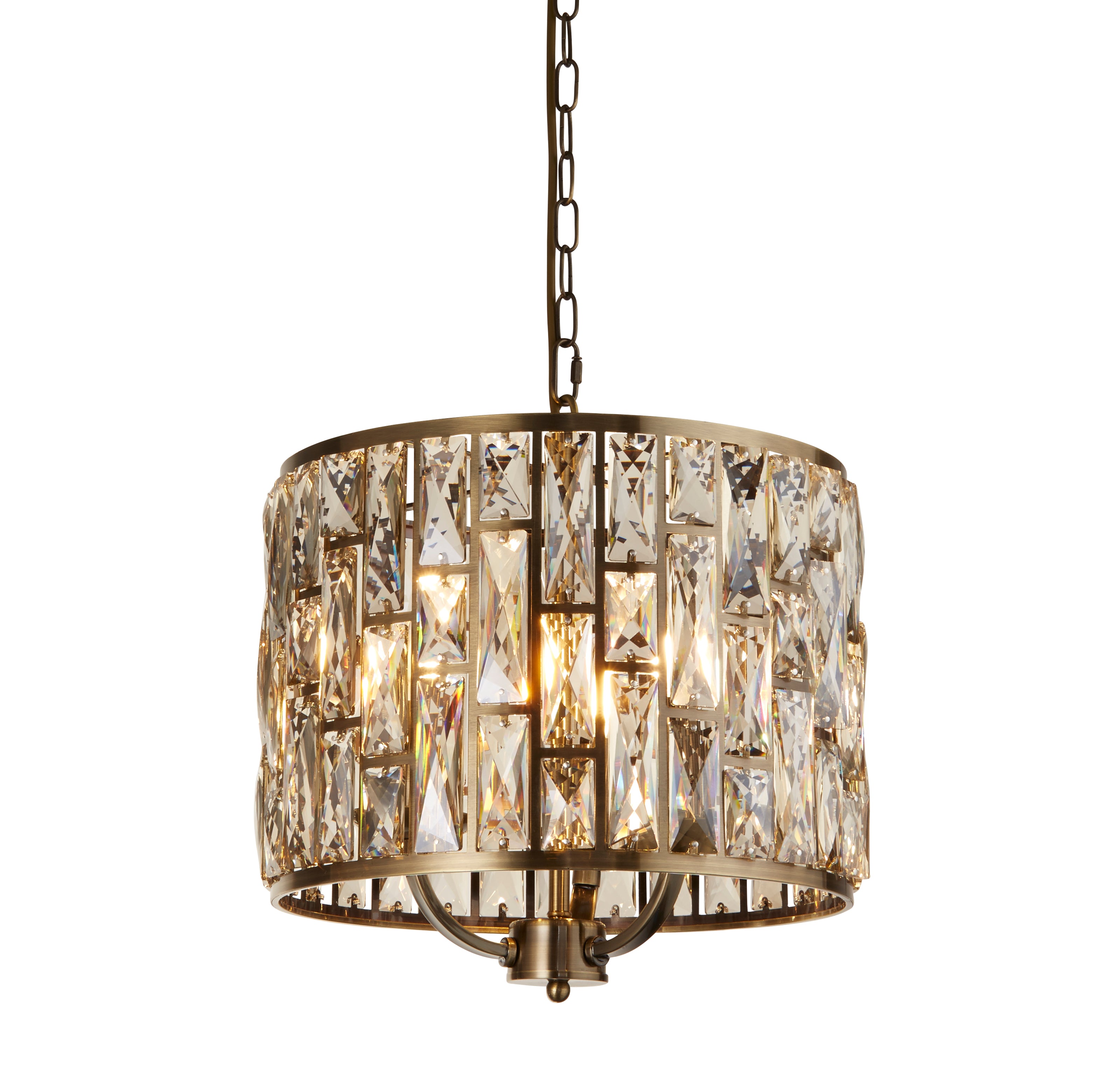 Searchlight Bijou 3 Light Brass & Champagne Glass Pendant