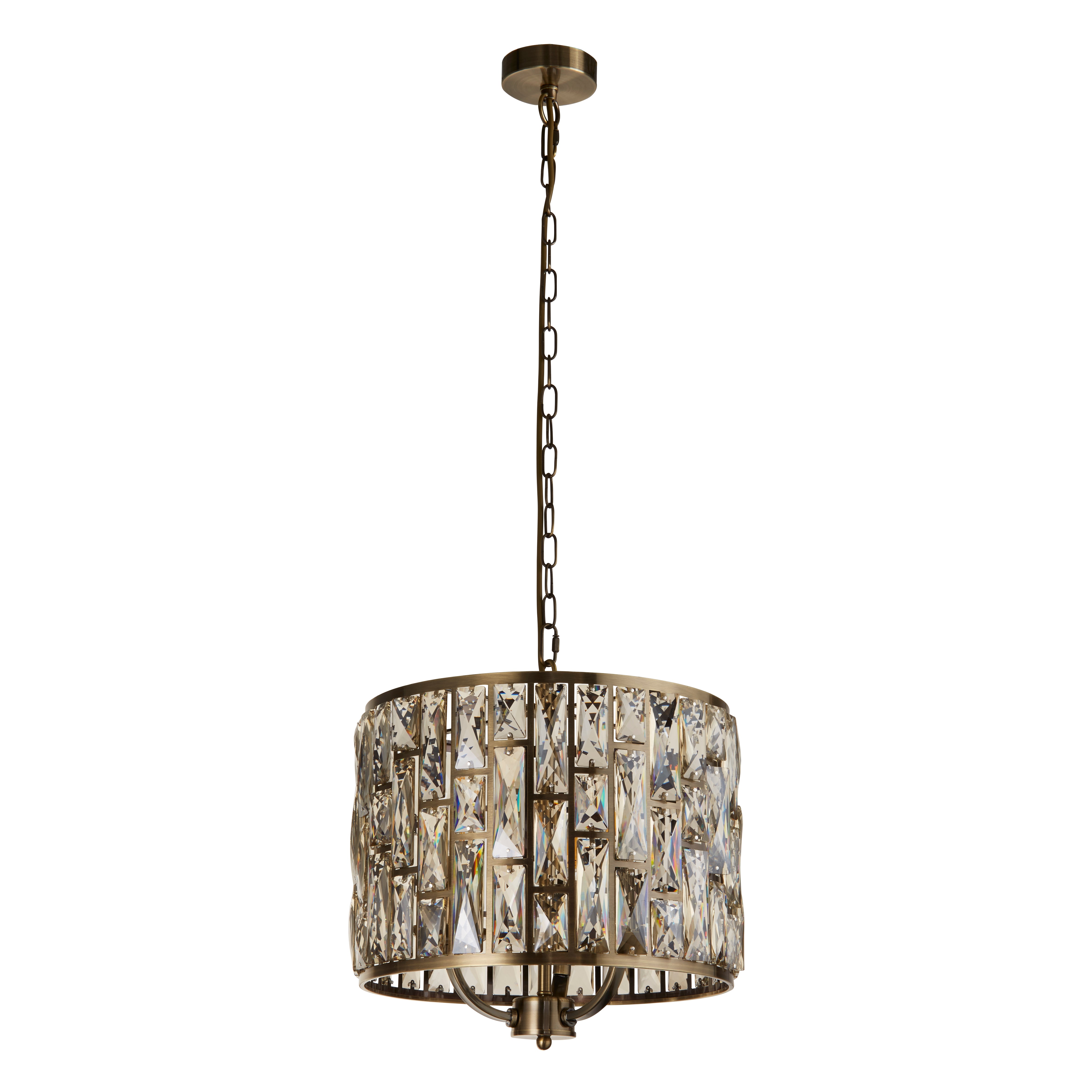 Searchlight Bijou 3 Light Brass & Champagne Glass Pendant