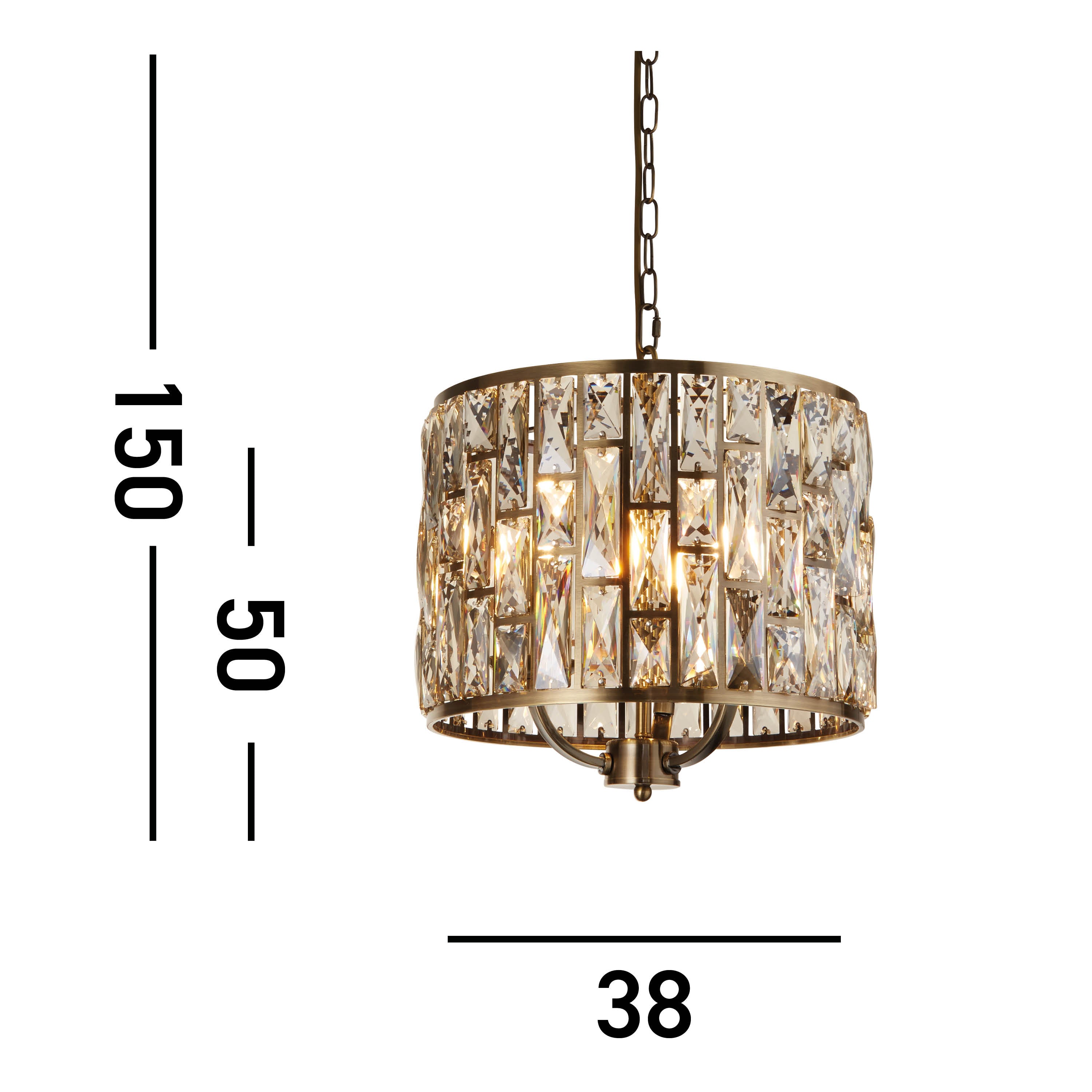 Searchlight Bijou 3 Light Brass & Champagne Glass Pendant