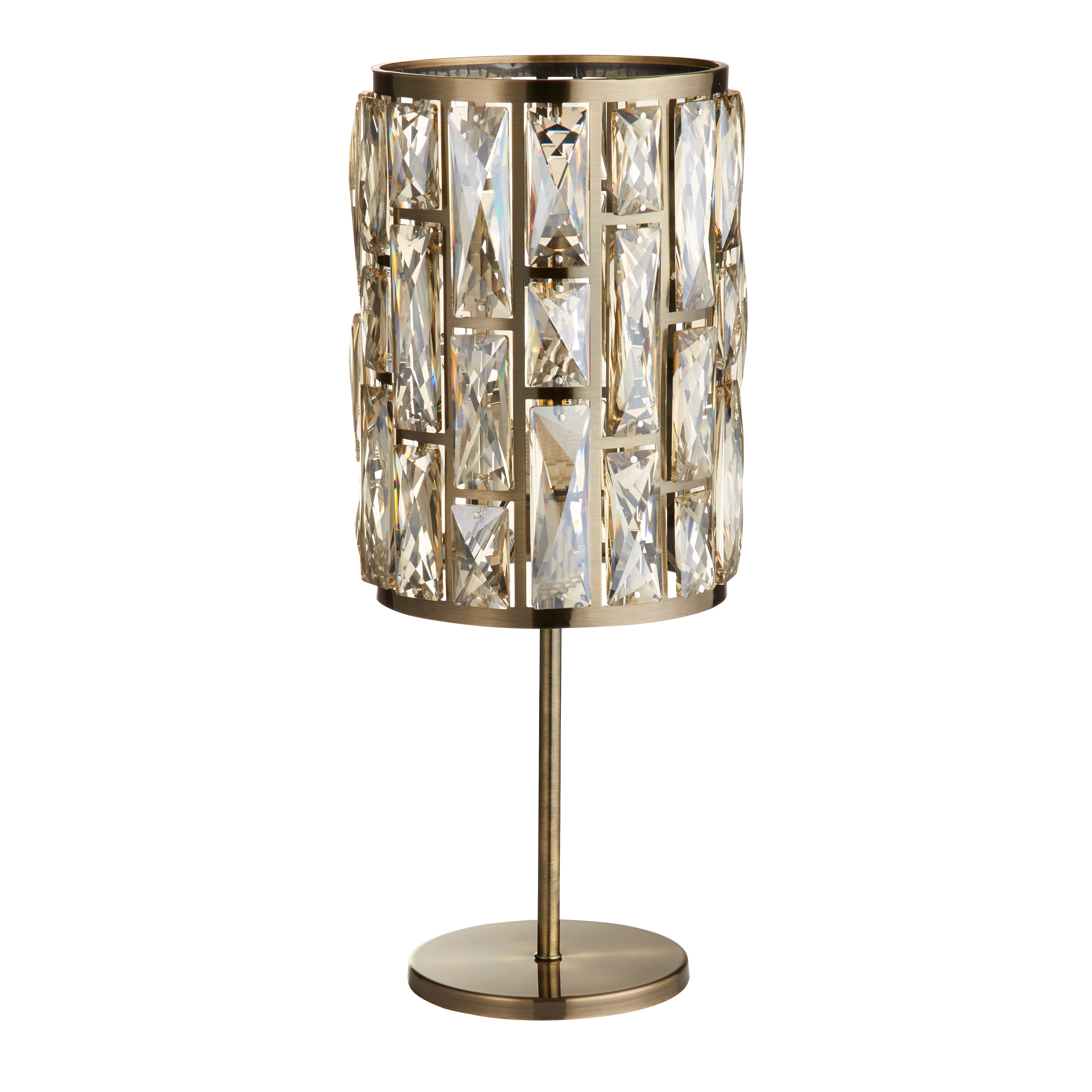 Searchlight Bijou Brass Table Lamp - Champagne Glass Shade