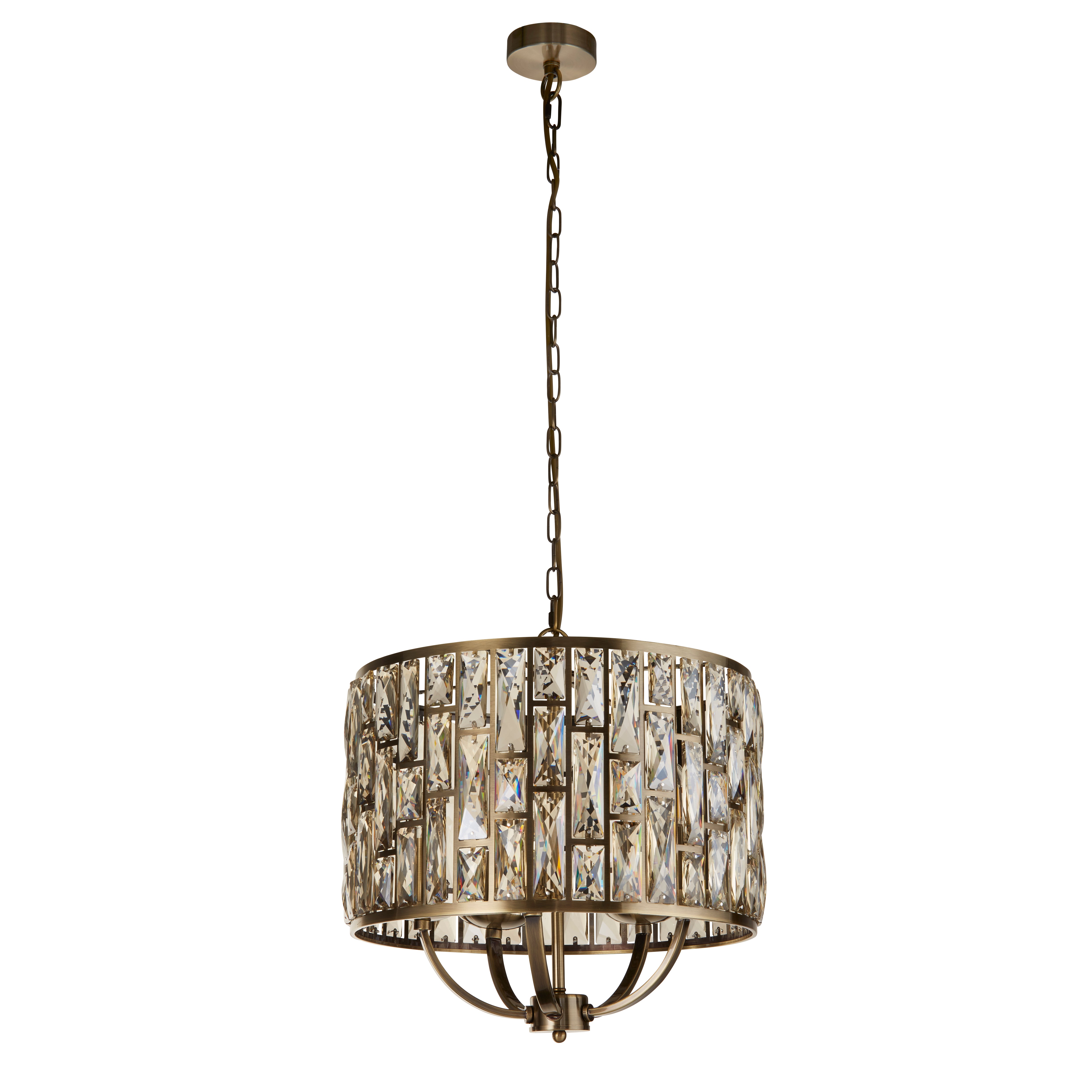 Searchlight Bijou 5 Light Brass & Champagne Glass Pendant