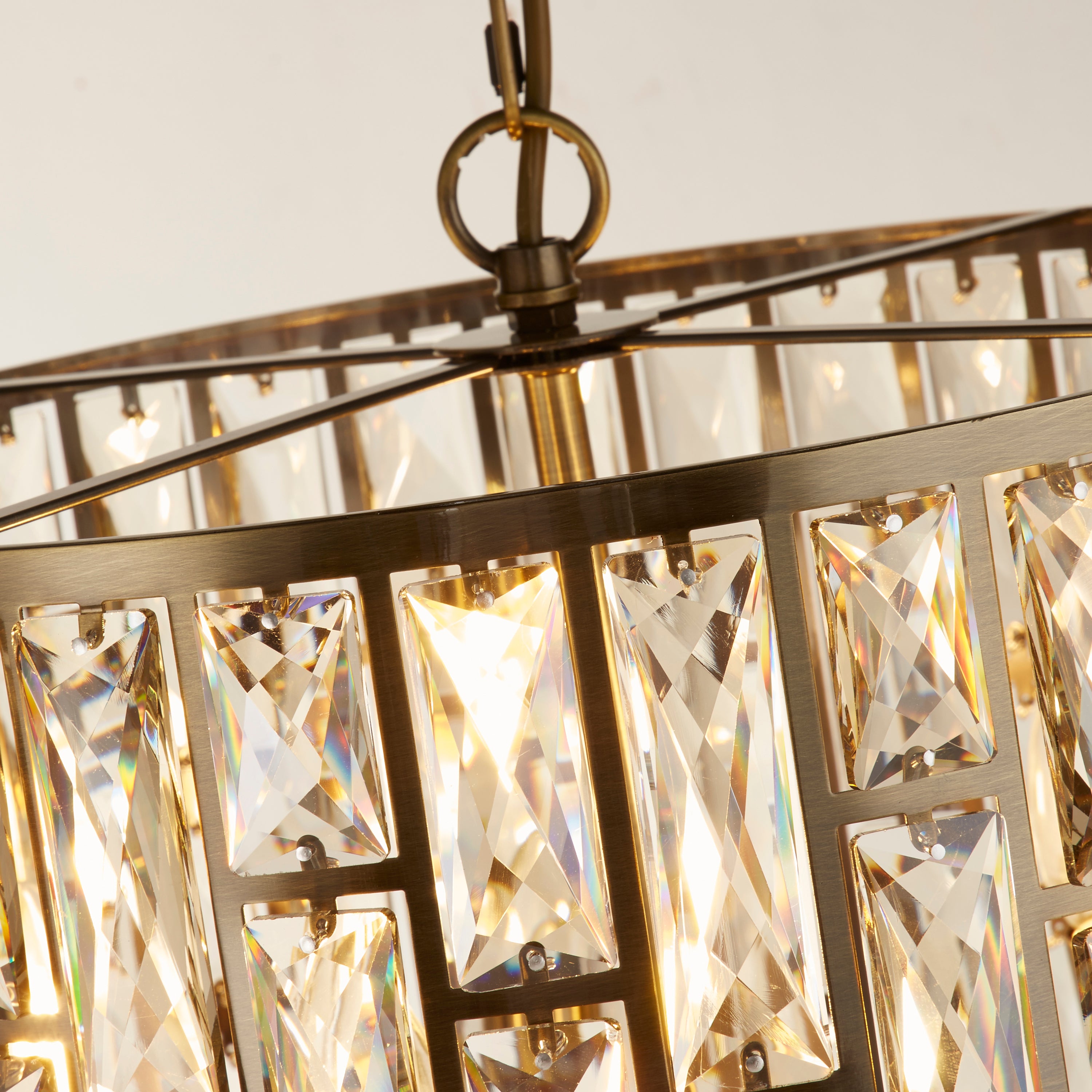 Searchlight Bijou 5 Light Brass & Champagne Glass Pendant