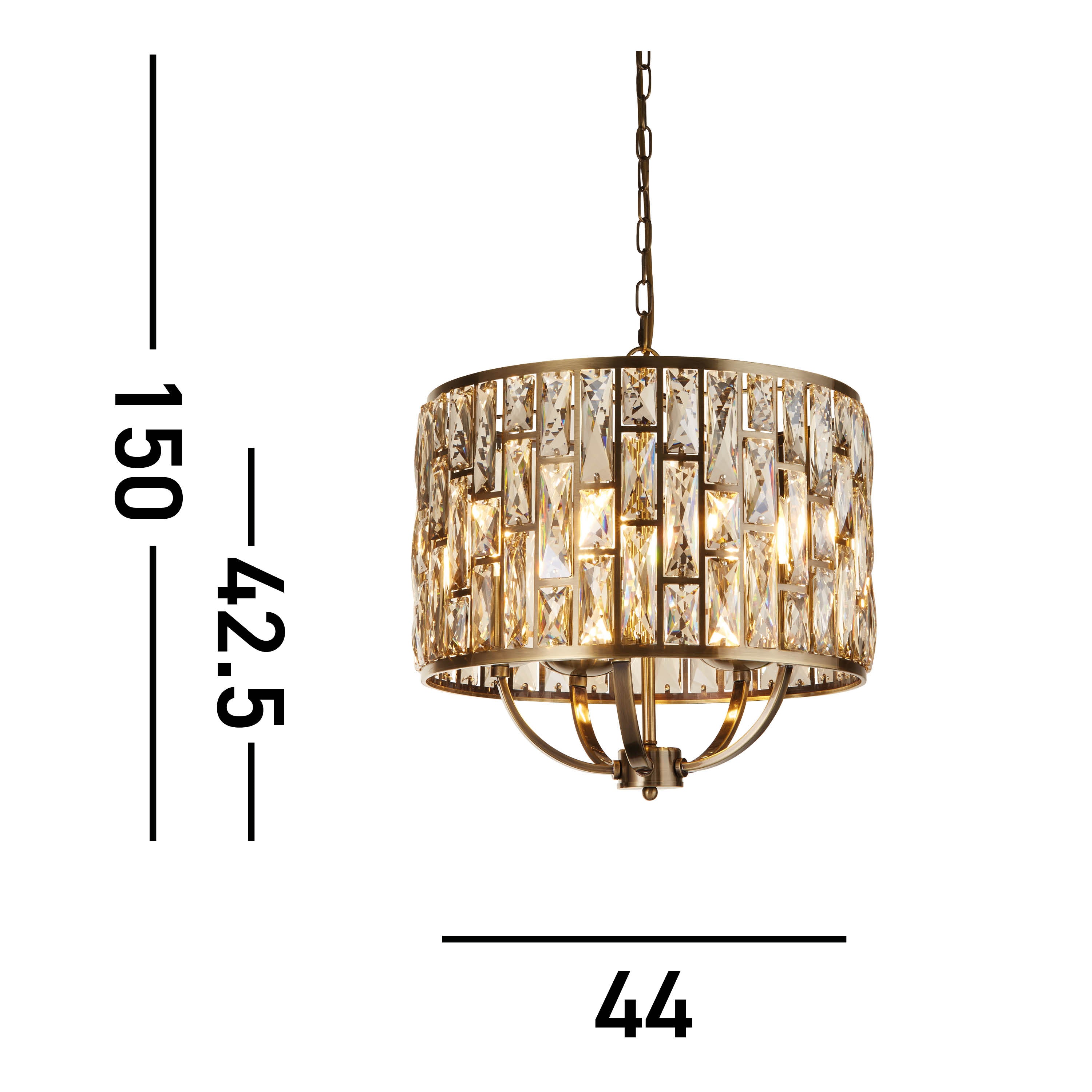 Searchlight Bijou 5 Light Brass & Champagne Glass Pendant