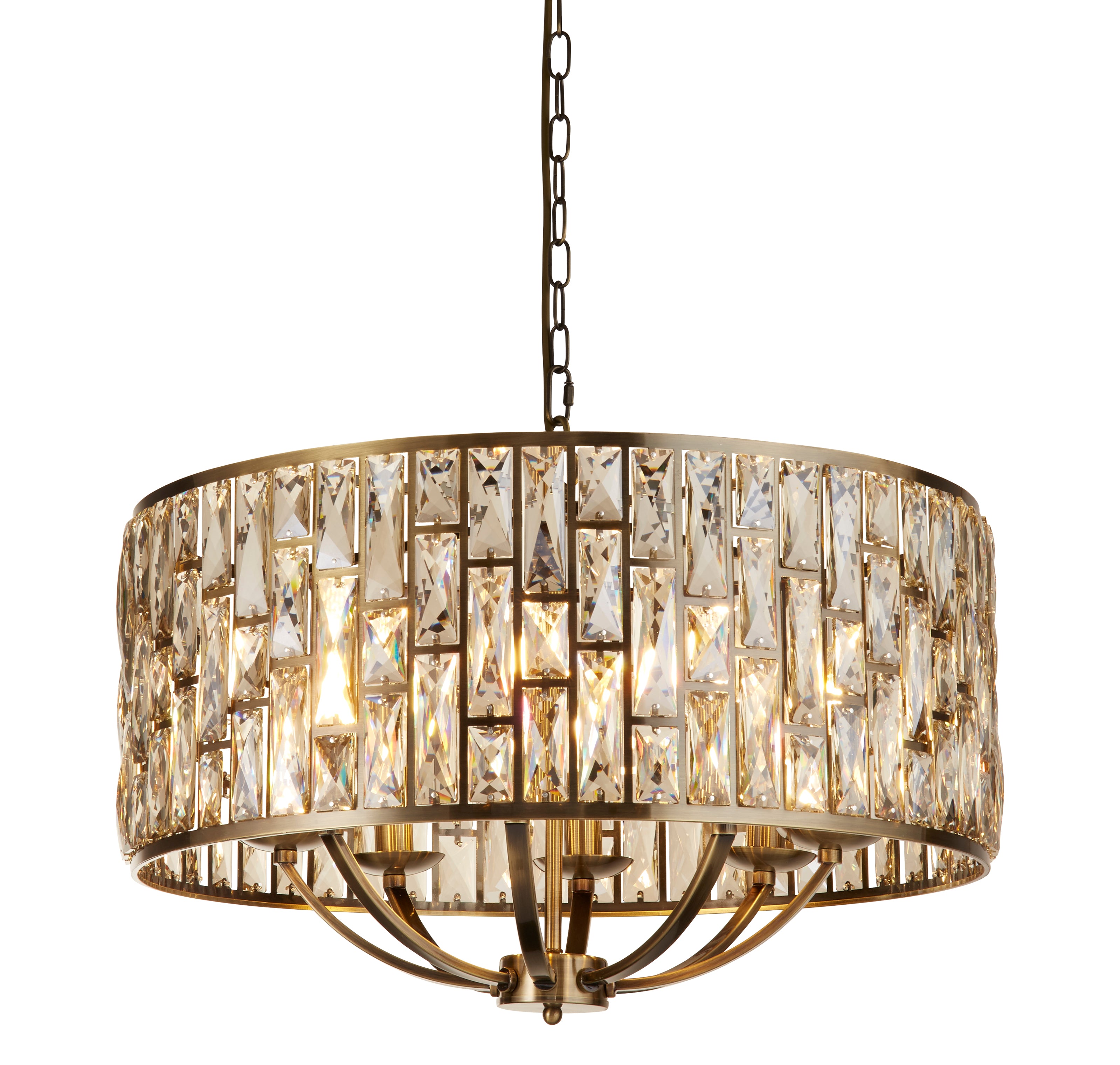 Searchlight Bijou 8 Light Brass & Champagne Glass Pendant