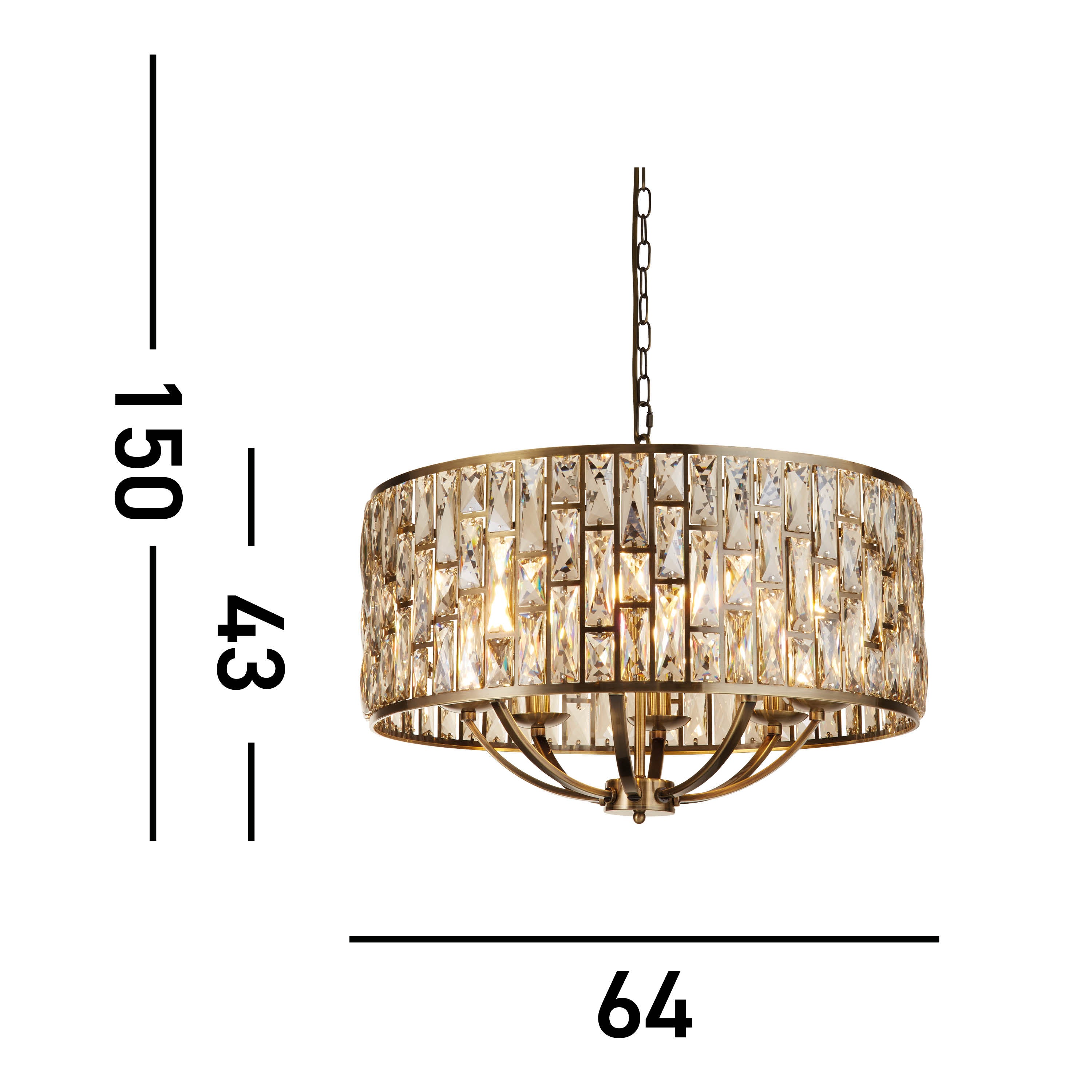 Searchlight Bijou 8 Light Brass & Champagne Glass Pendant