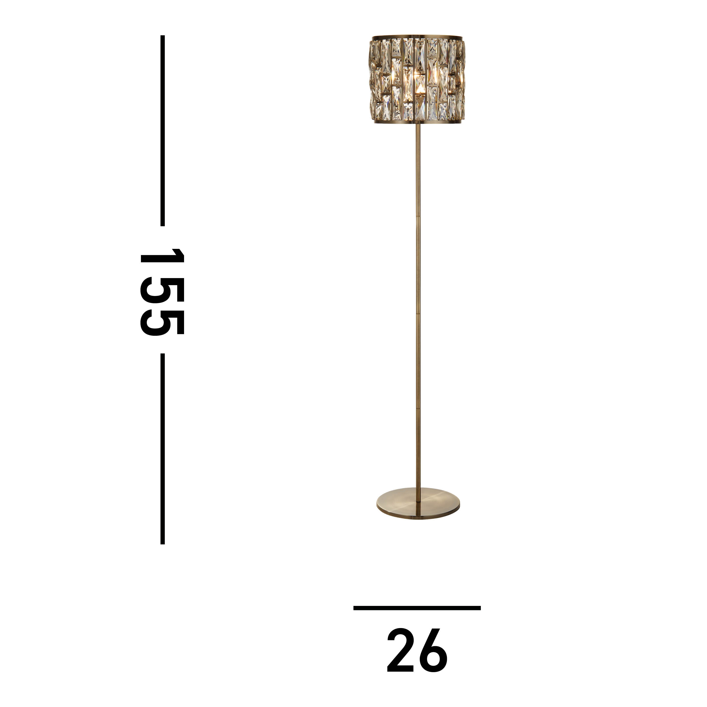 Searchlight Bijou Brass & Champahne Glass Floor Lamp