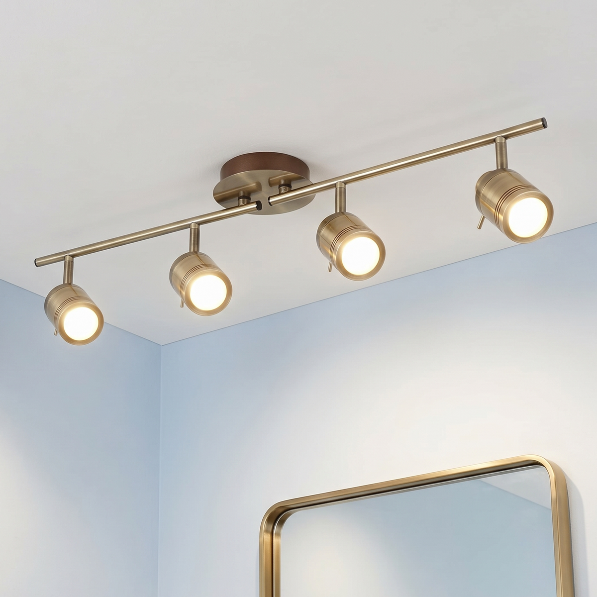 Samson 4 Light Brass Bathroom Adjustable Split-Bar Kitchen Spotlight-warehouse-180926