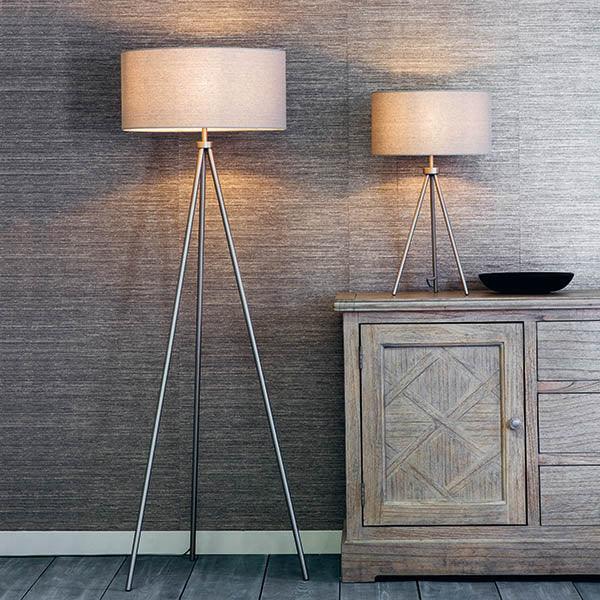 Endon Tri 1 Light Nickel Table Lamp-OB-180926