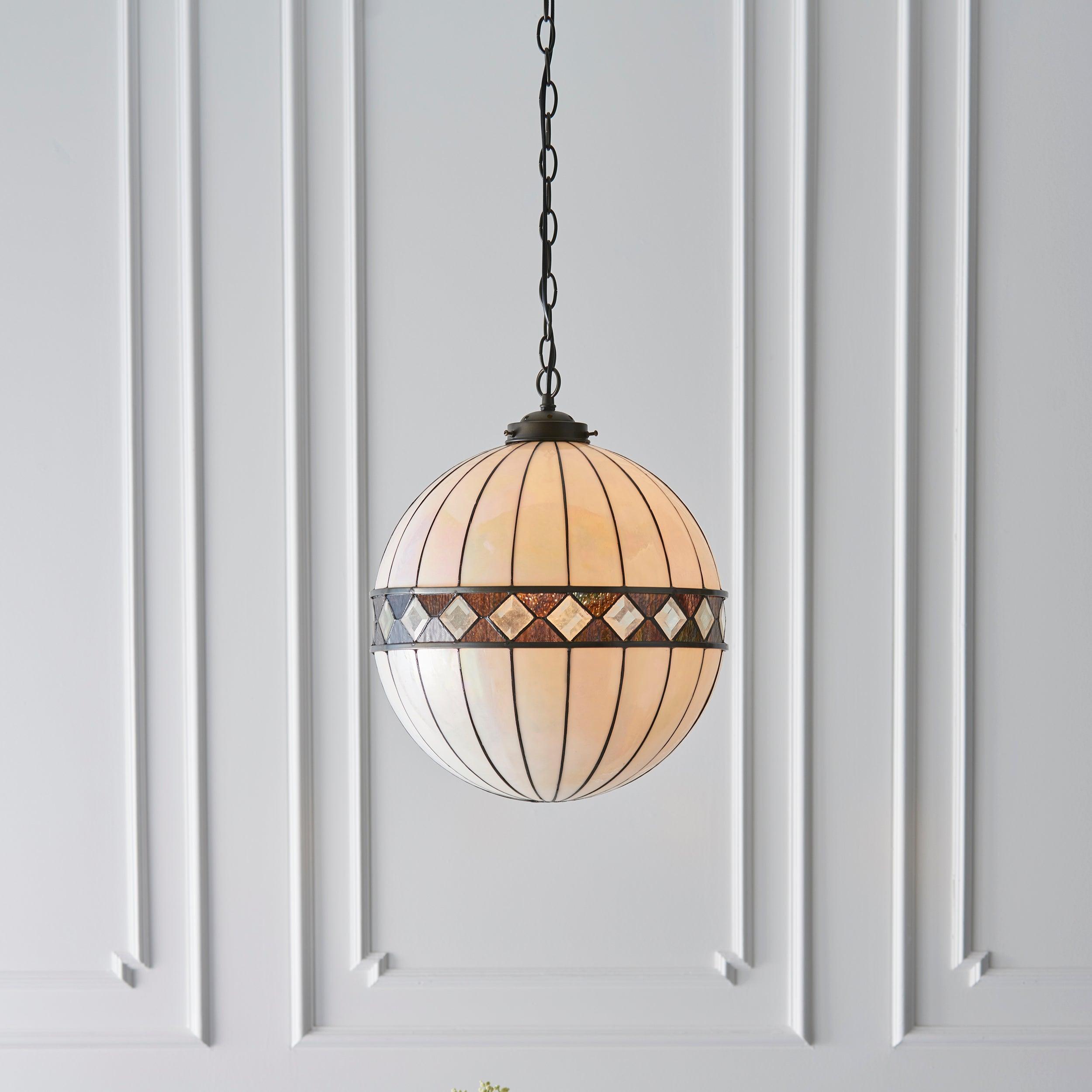 tiffany large sphere pendant light adjustable chain Hallway Lighting Image