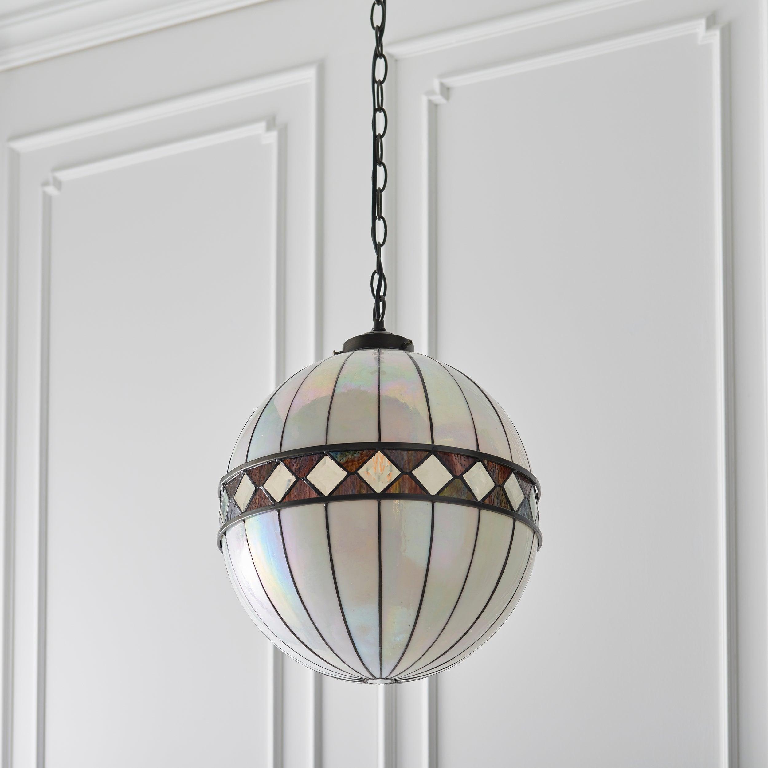 tiffany large sphere pendant light adjustable chain Living room lighting image