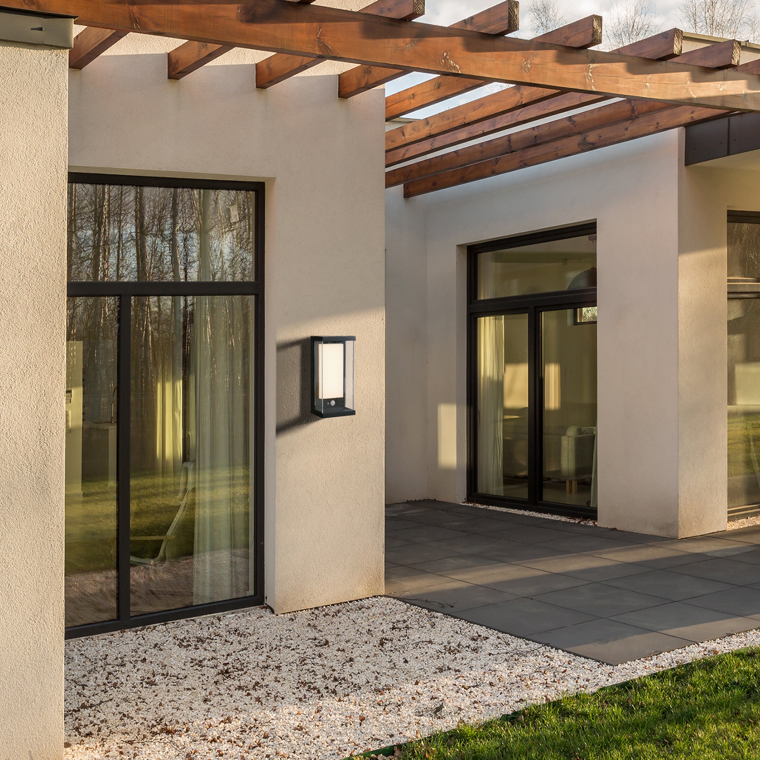 Searchlight Solar Black LED Outdoor Wall Light - 25.3cm