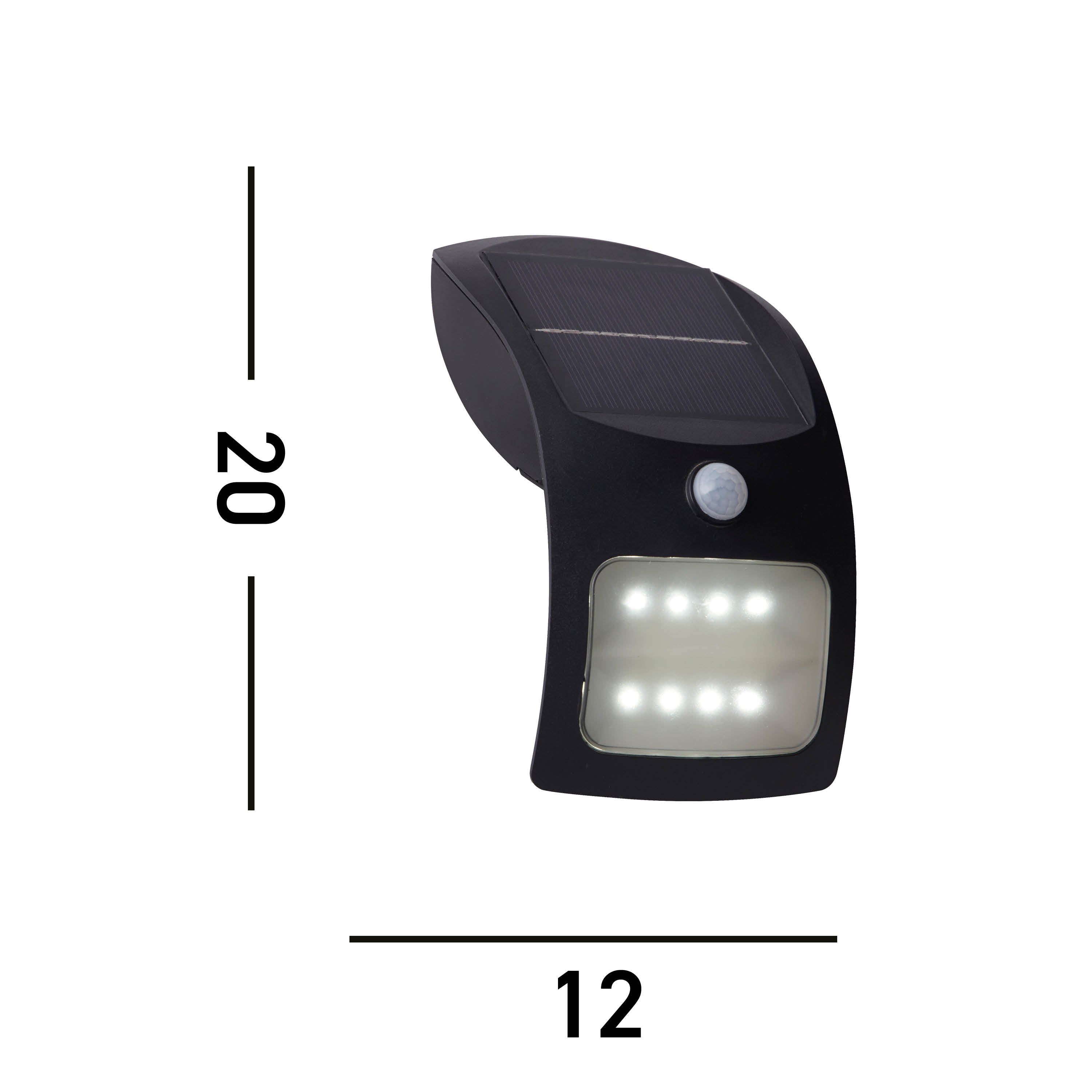 Searchlight Solar Black LED PIR Outdoor Wall Light