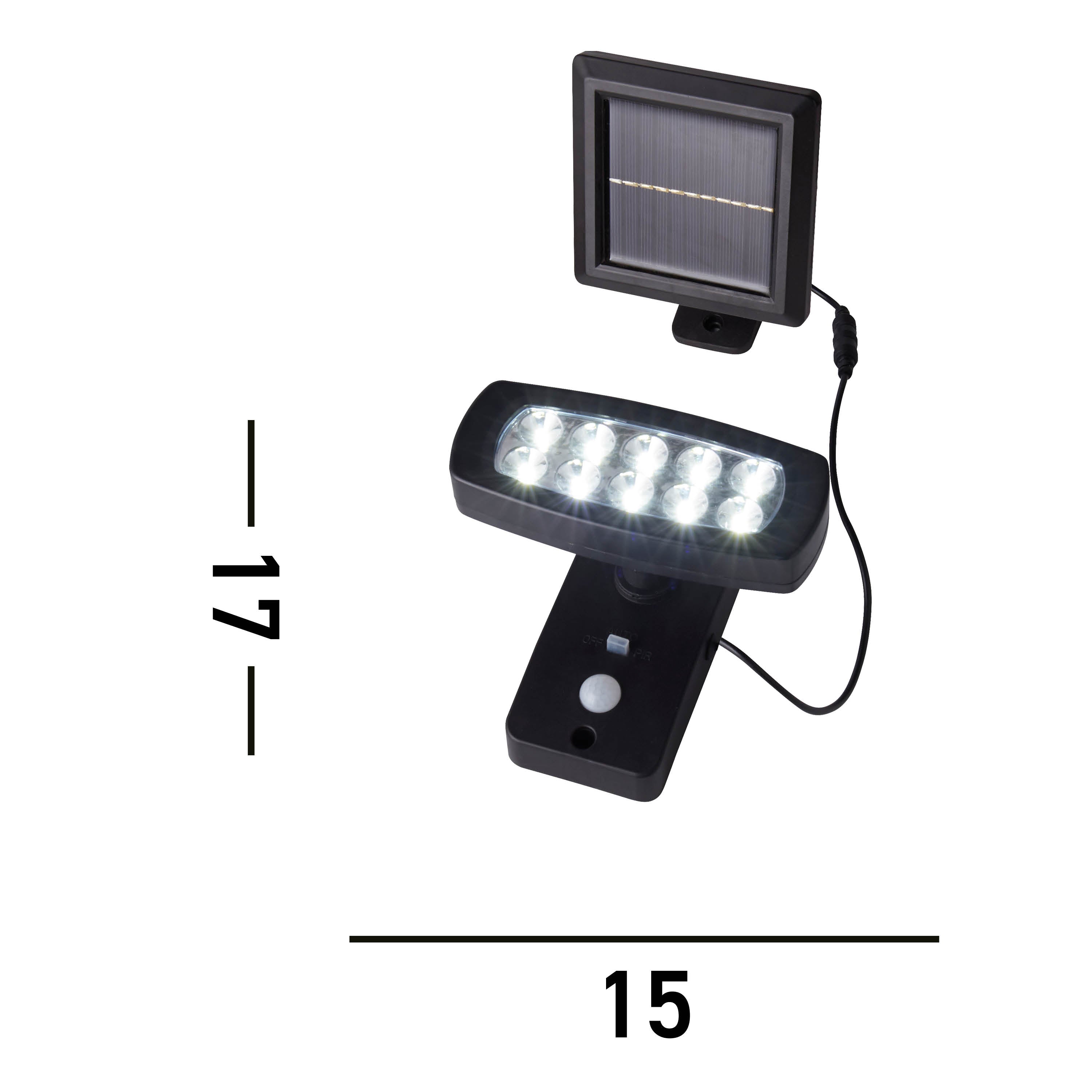 Searchlight Solar Black LED PIR Outdoor Wall Light - 10cm