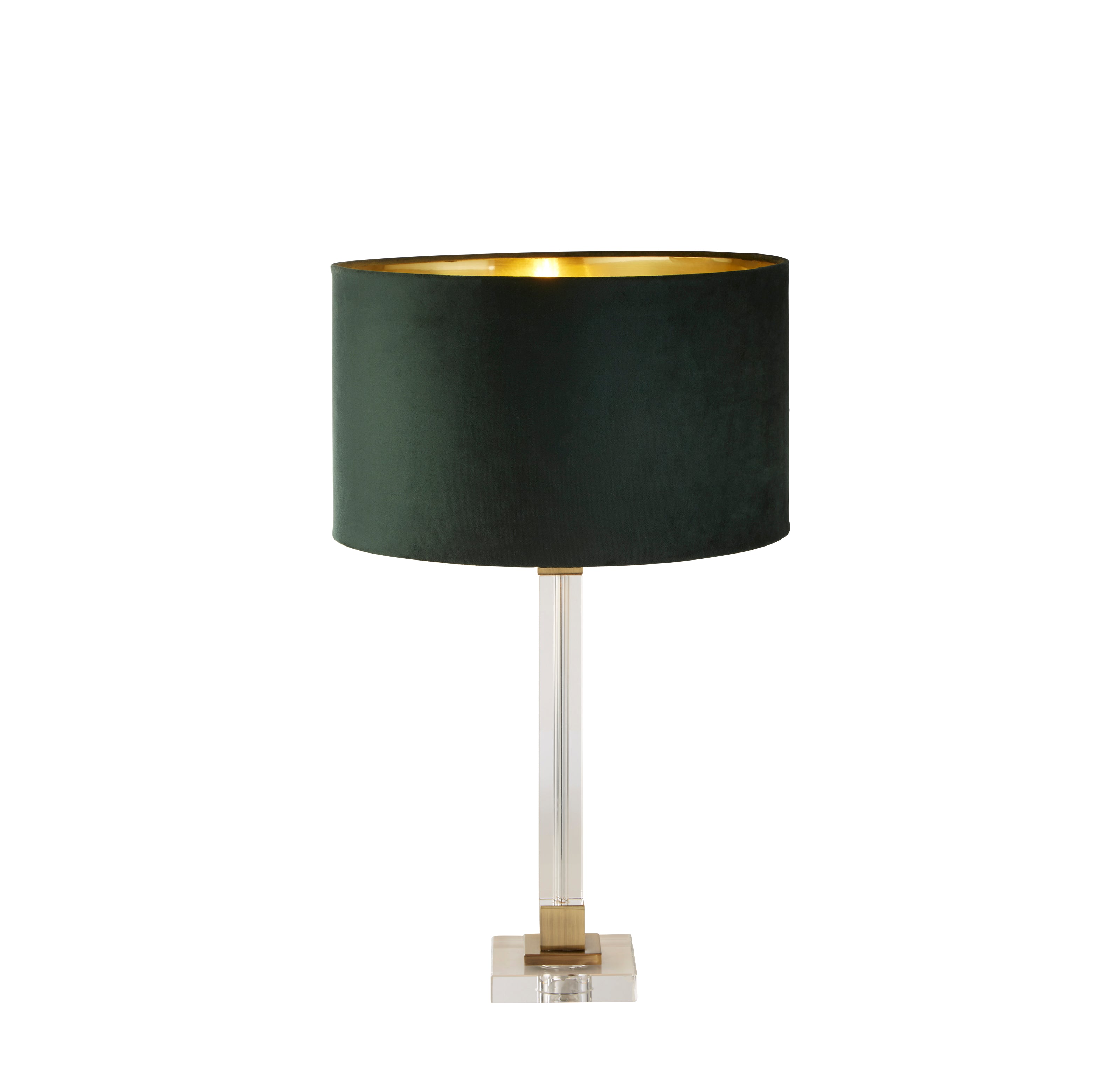 Scarborough Table Lamp - Crystal, Brass Metal & Green Velvet