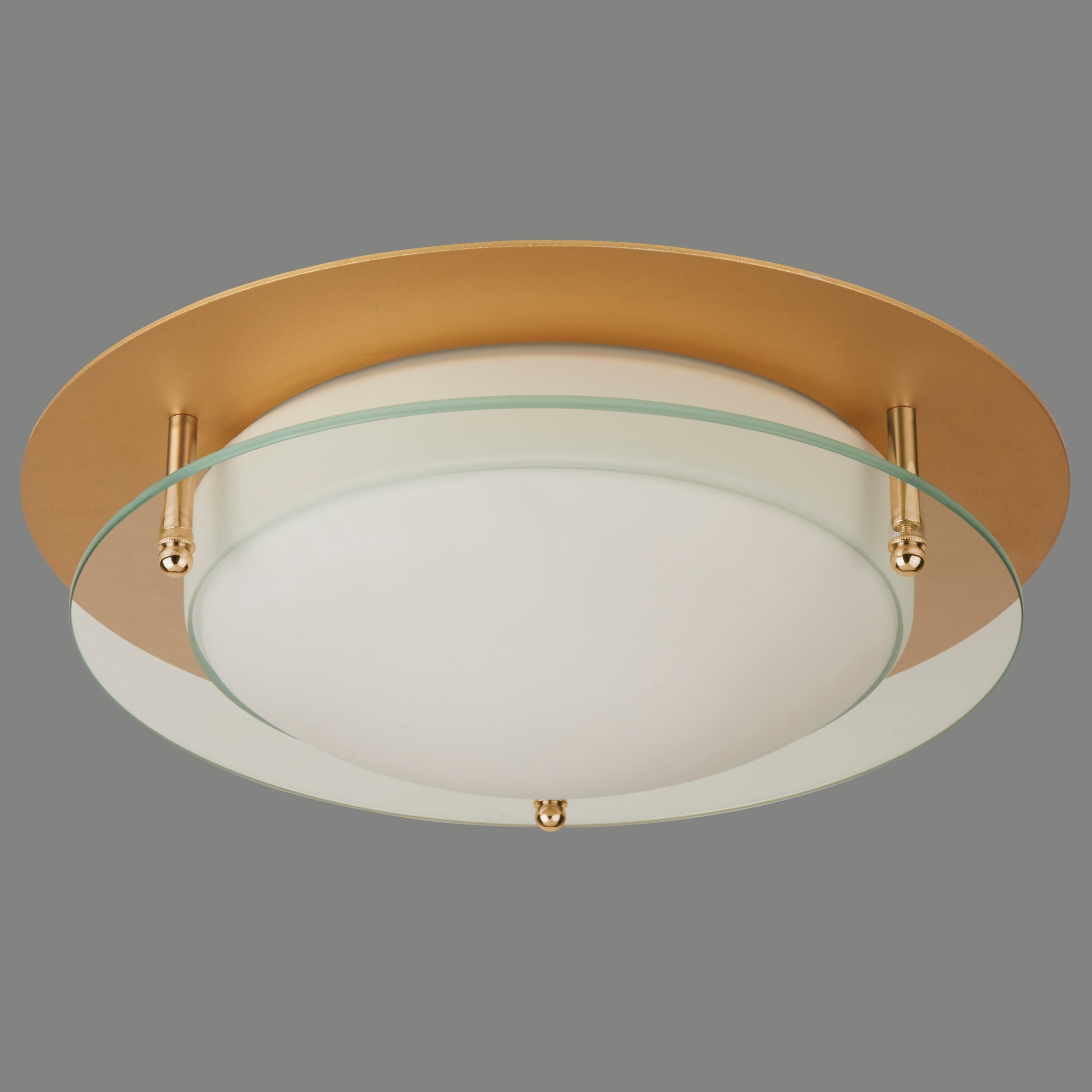 Searchlight Bathroom Flush Gold LED Light - Glass Halo Ring