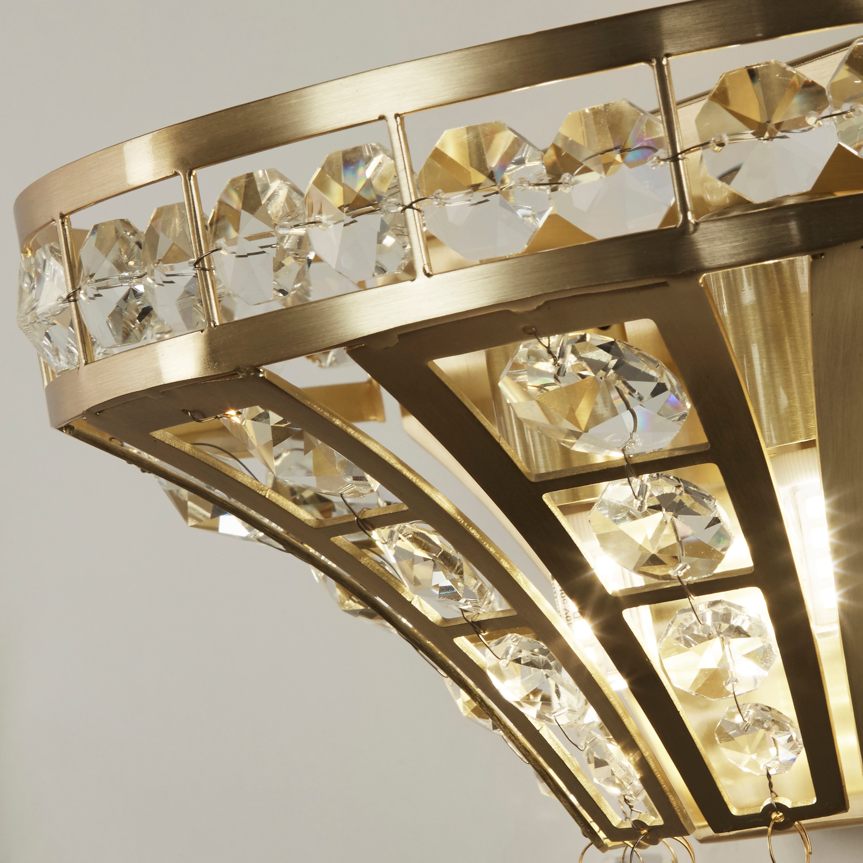Searchlight Gemma 2 Light Wall Light - Brass & Clear Crystal