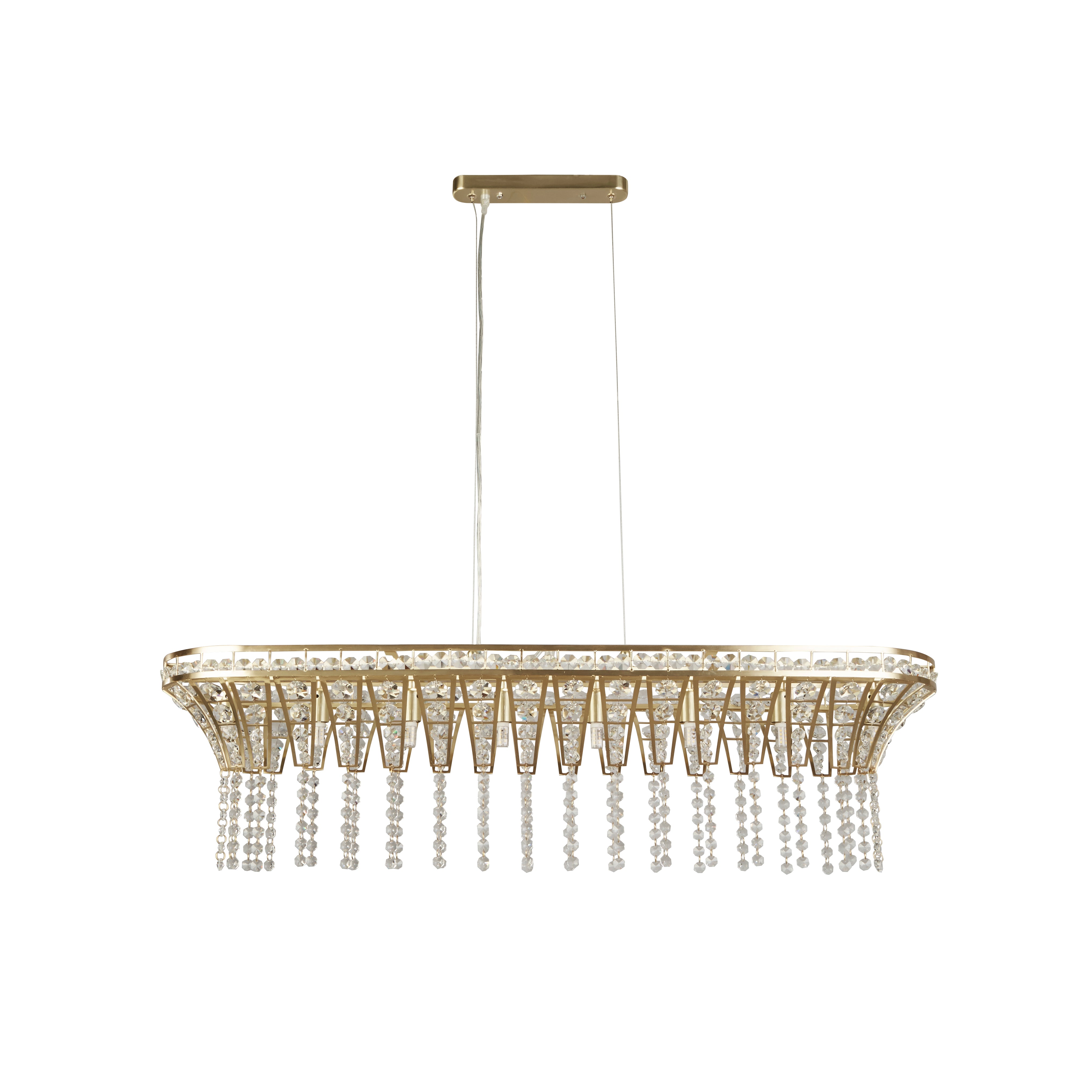 Searchlight Gemma 8 Light Brass & Crystal Pendant