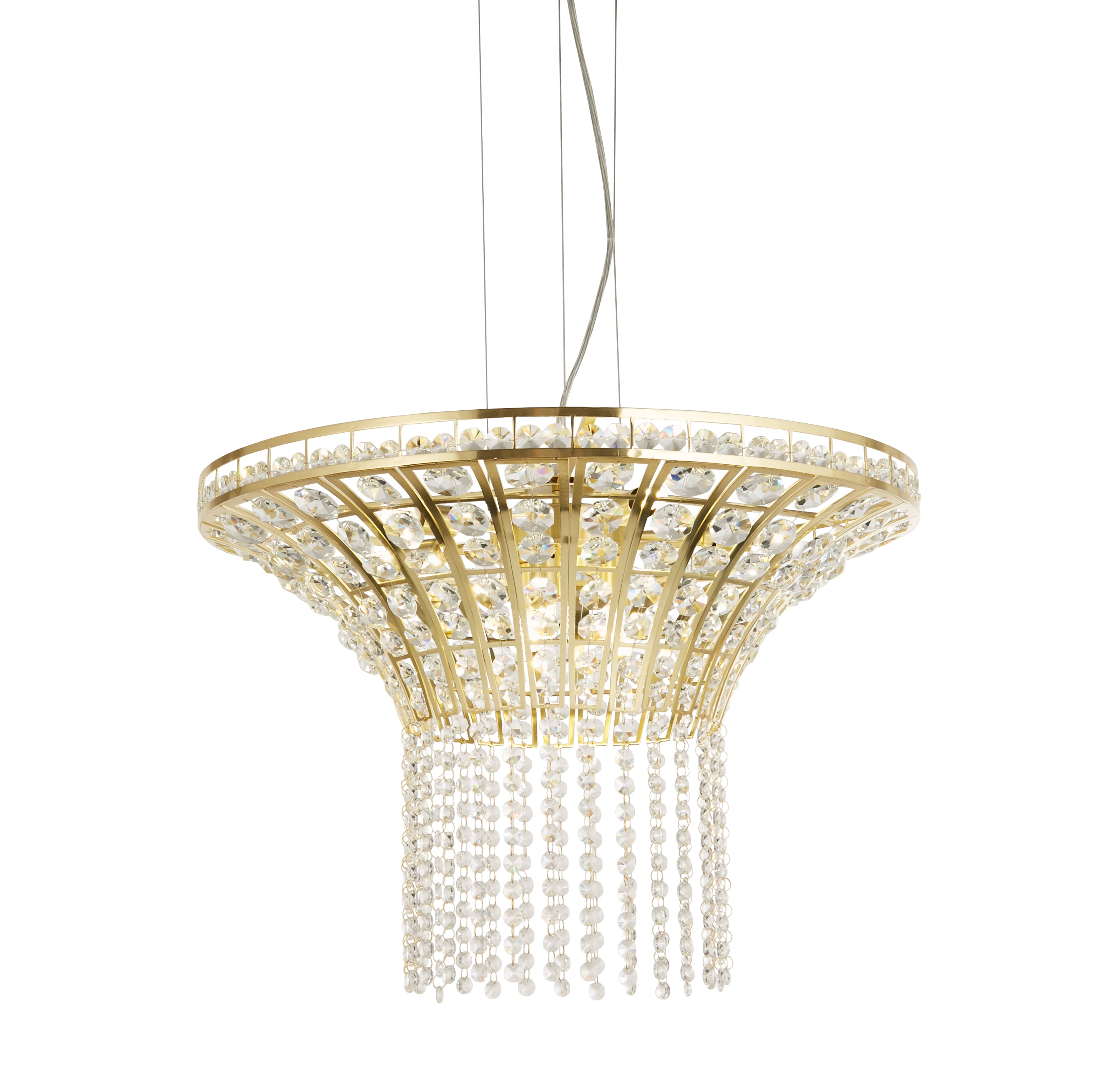 Searchlight Gemma 8 Light Round Brass & Crystal Pendant