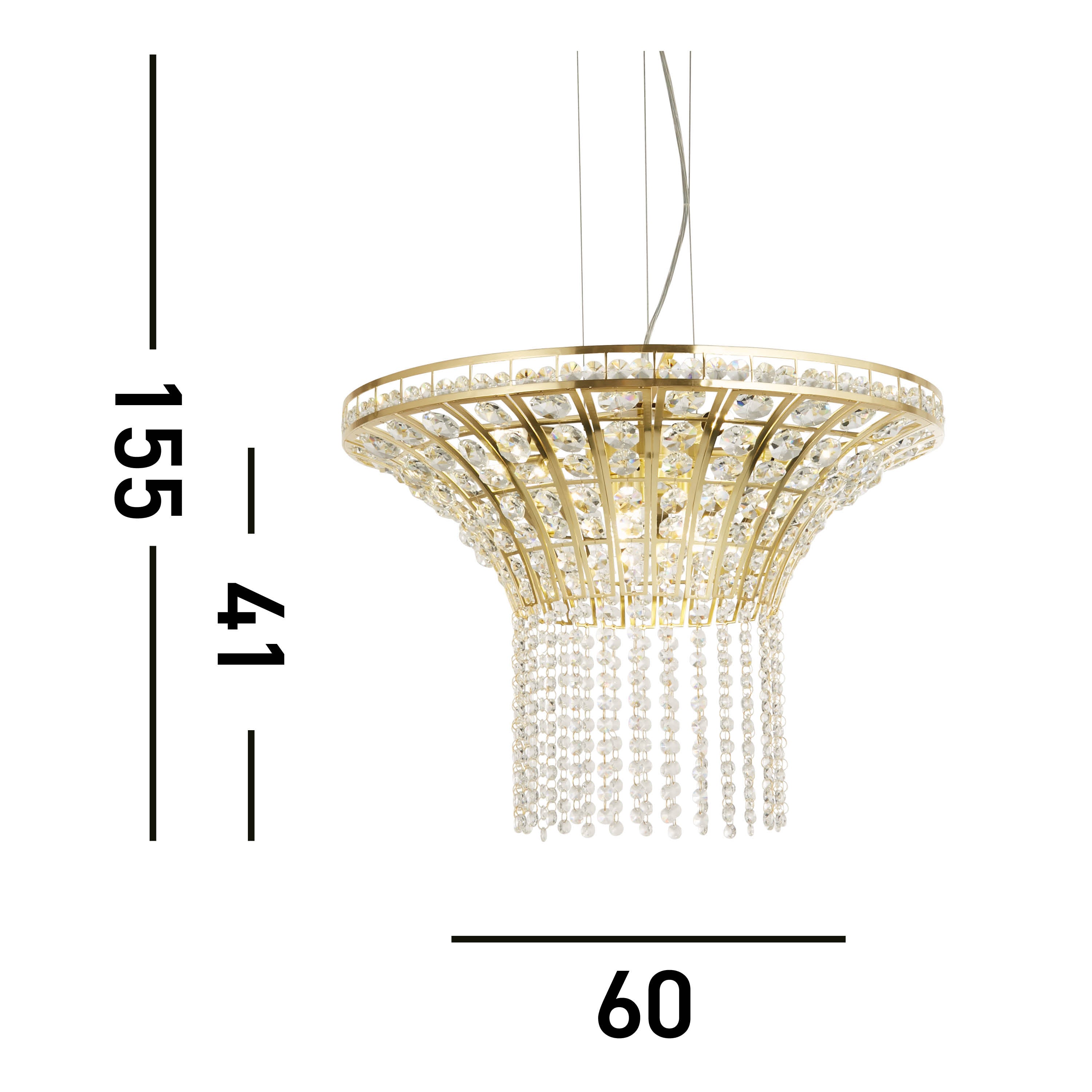 Searchlight Gemma 8 Light Round Brass & Crystal Pendant