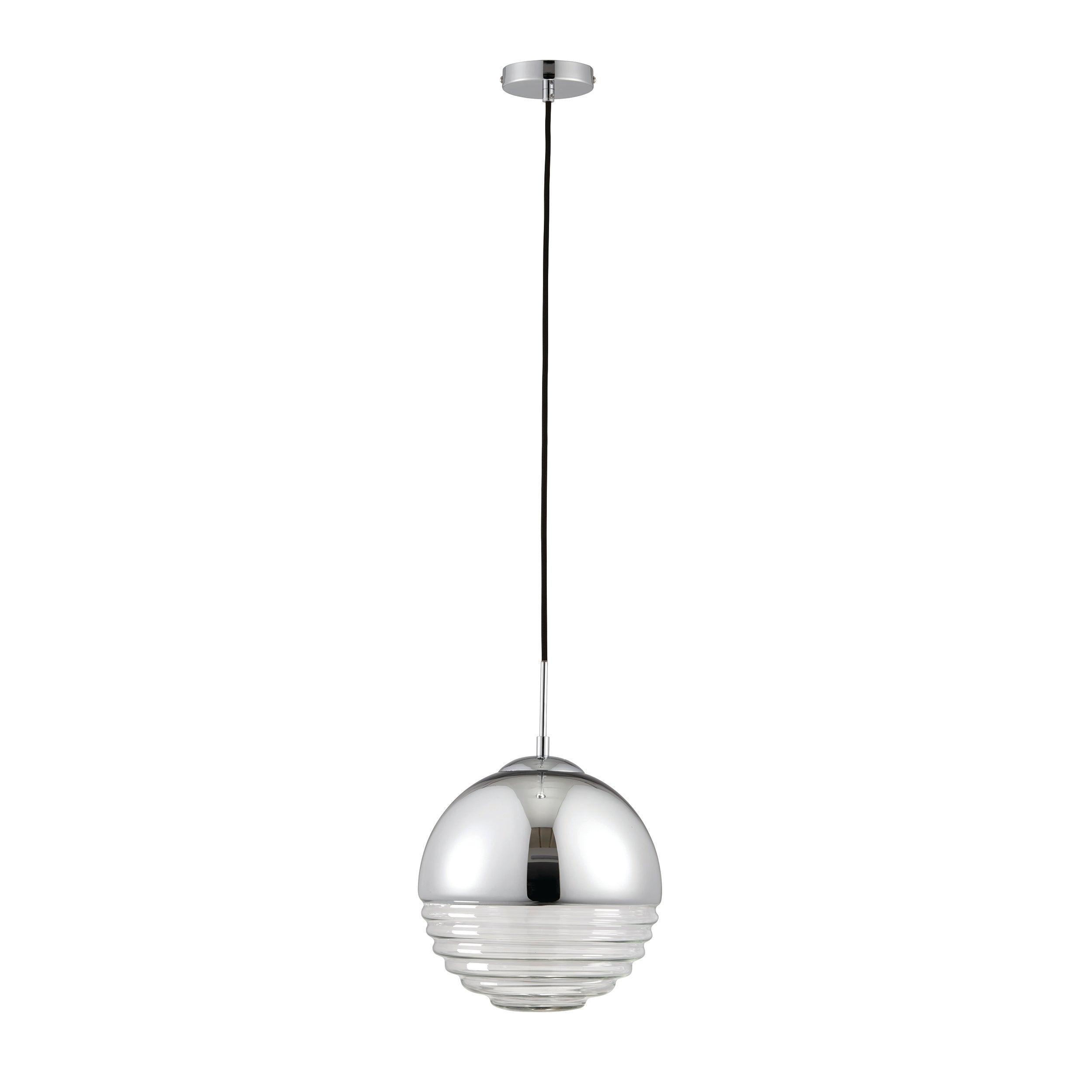 Paloma 1 Light Chrome & Clear Ribbed Glass Ceiling Pendant 68959