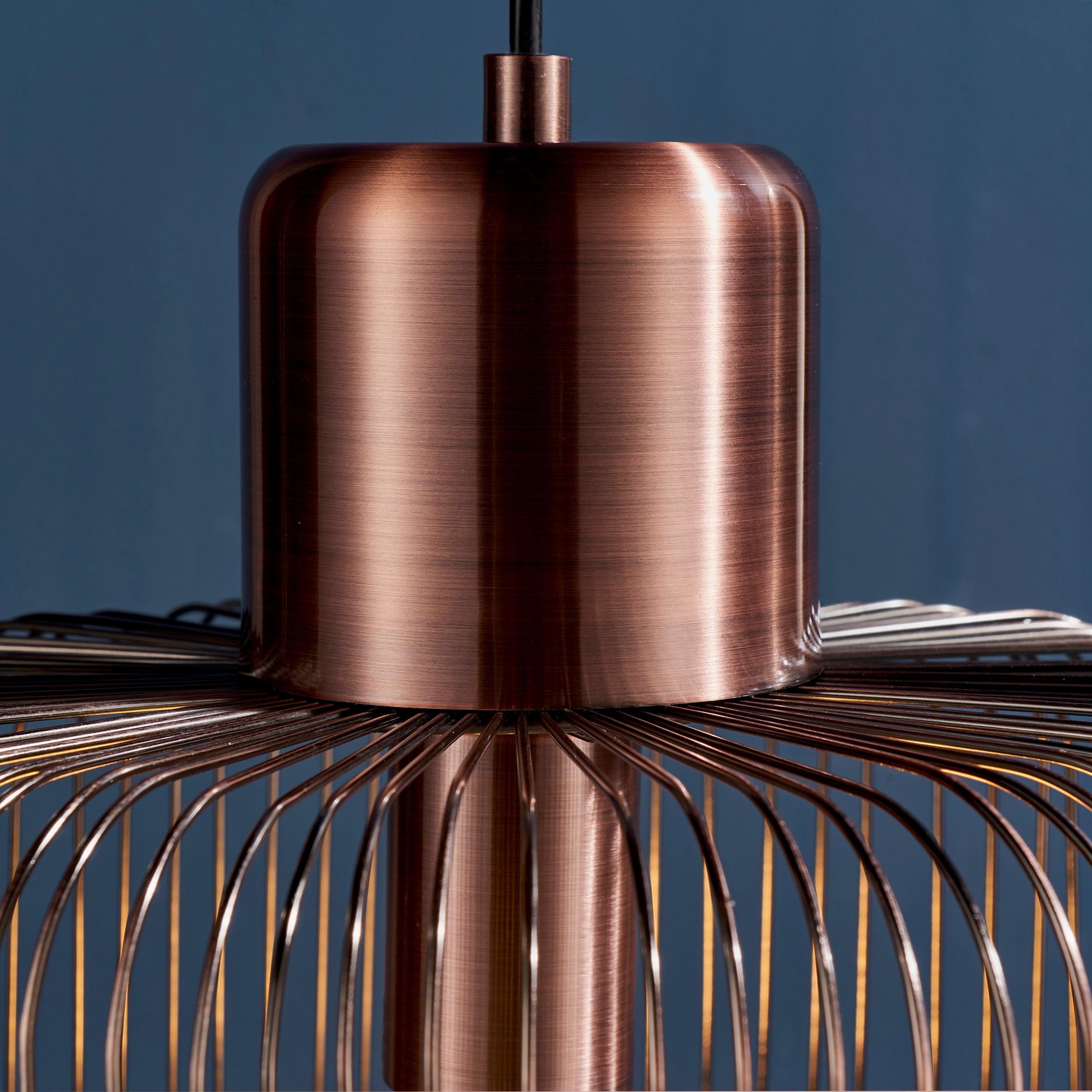 Endon Nicola 1 Light Antique Copper Pendant 68986 - Copper Fixing Close-Up