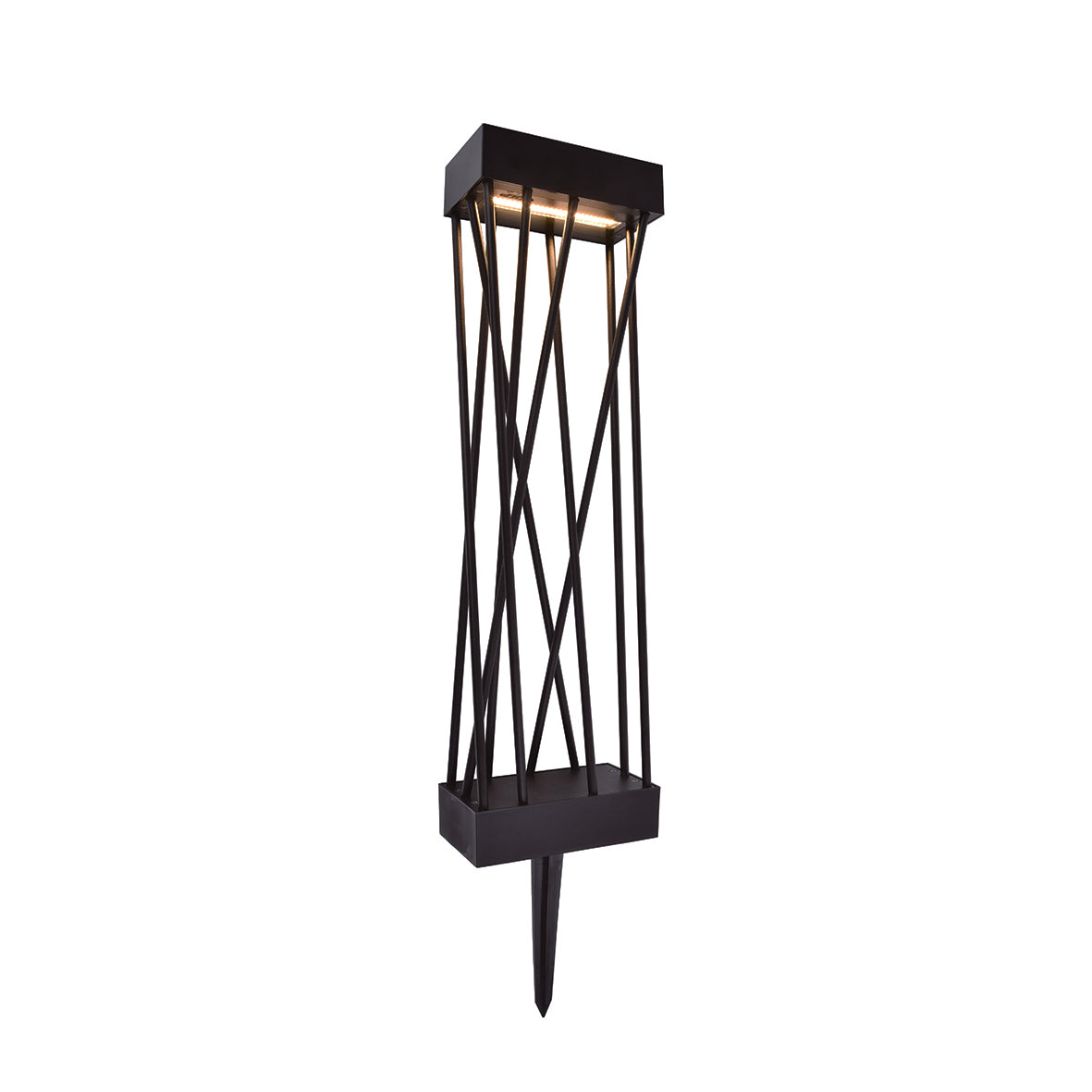 Lutec Spido Solar Integrated LED Black Bollard - With Spike
