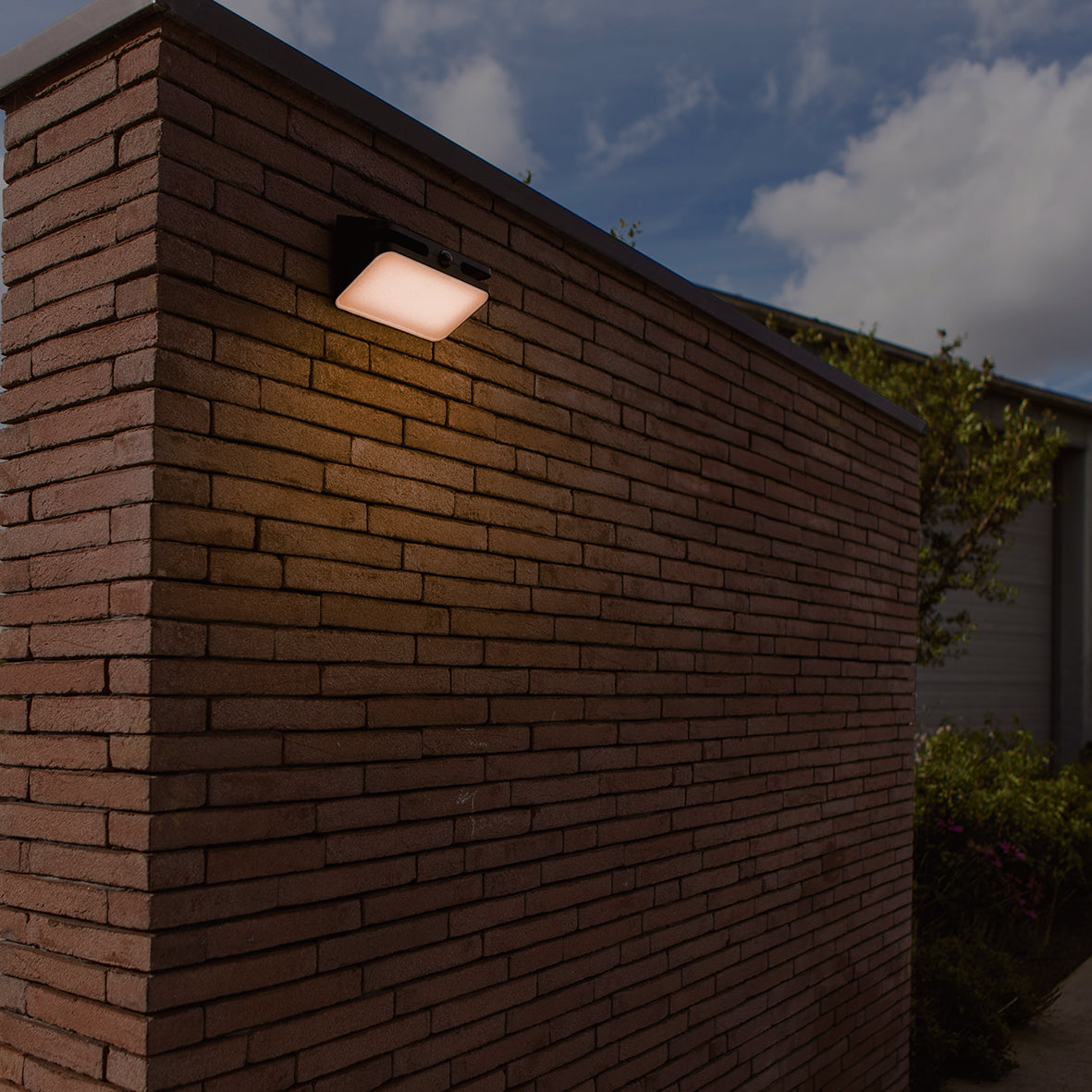 Lutec Aero PIR Outdoor LED Solar Wall Light - Black