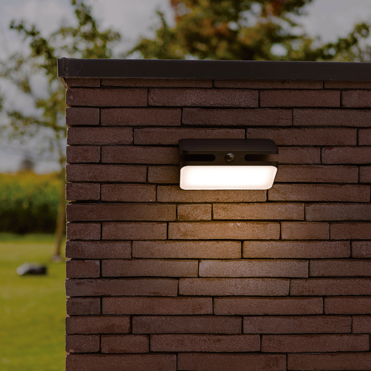 Lutec Aero PIR Outdoor LED Solar Wall Light - Black