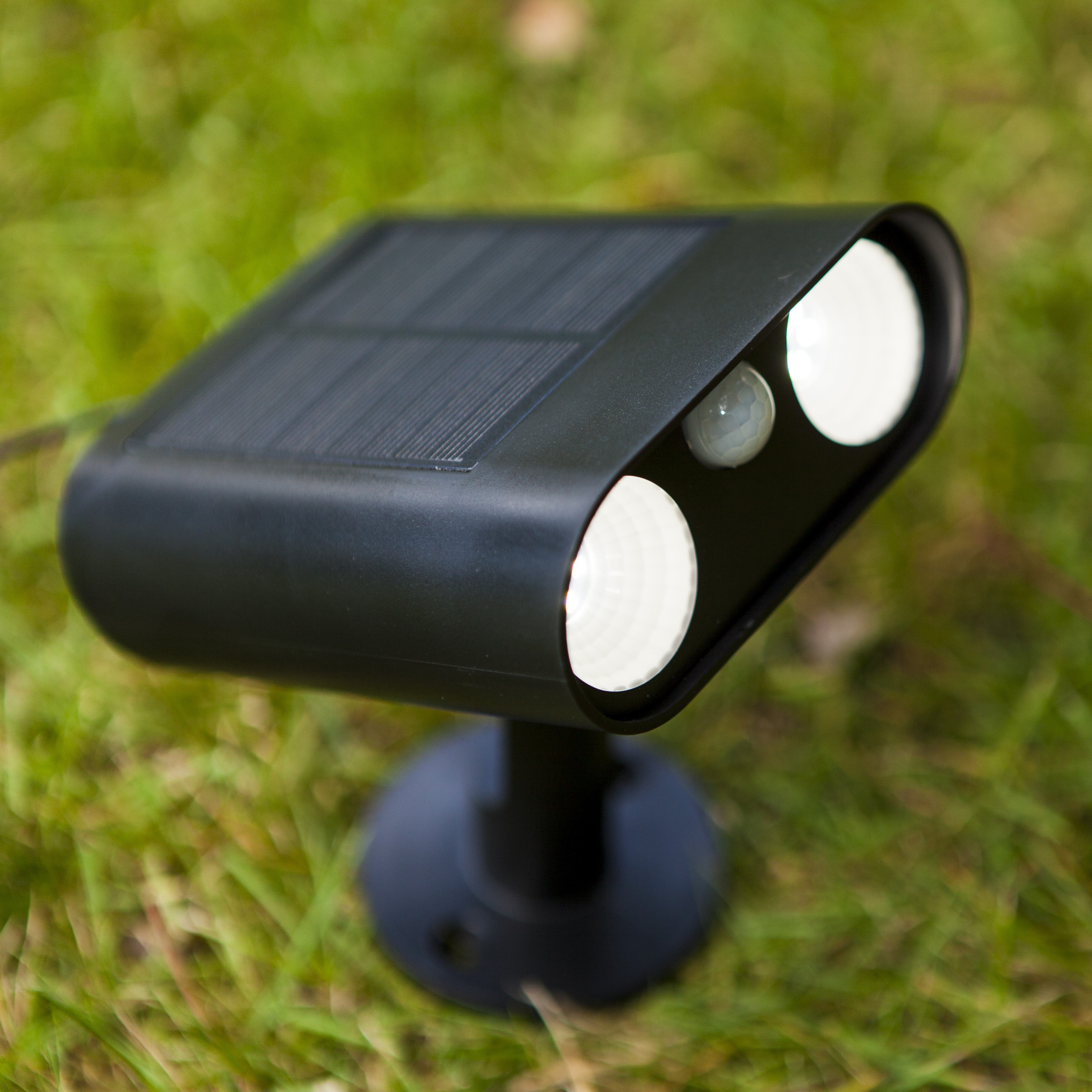 Lutec Bingo Solar LED Black Outdoor Wall Light with Spike