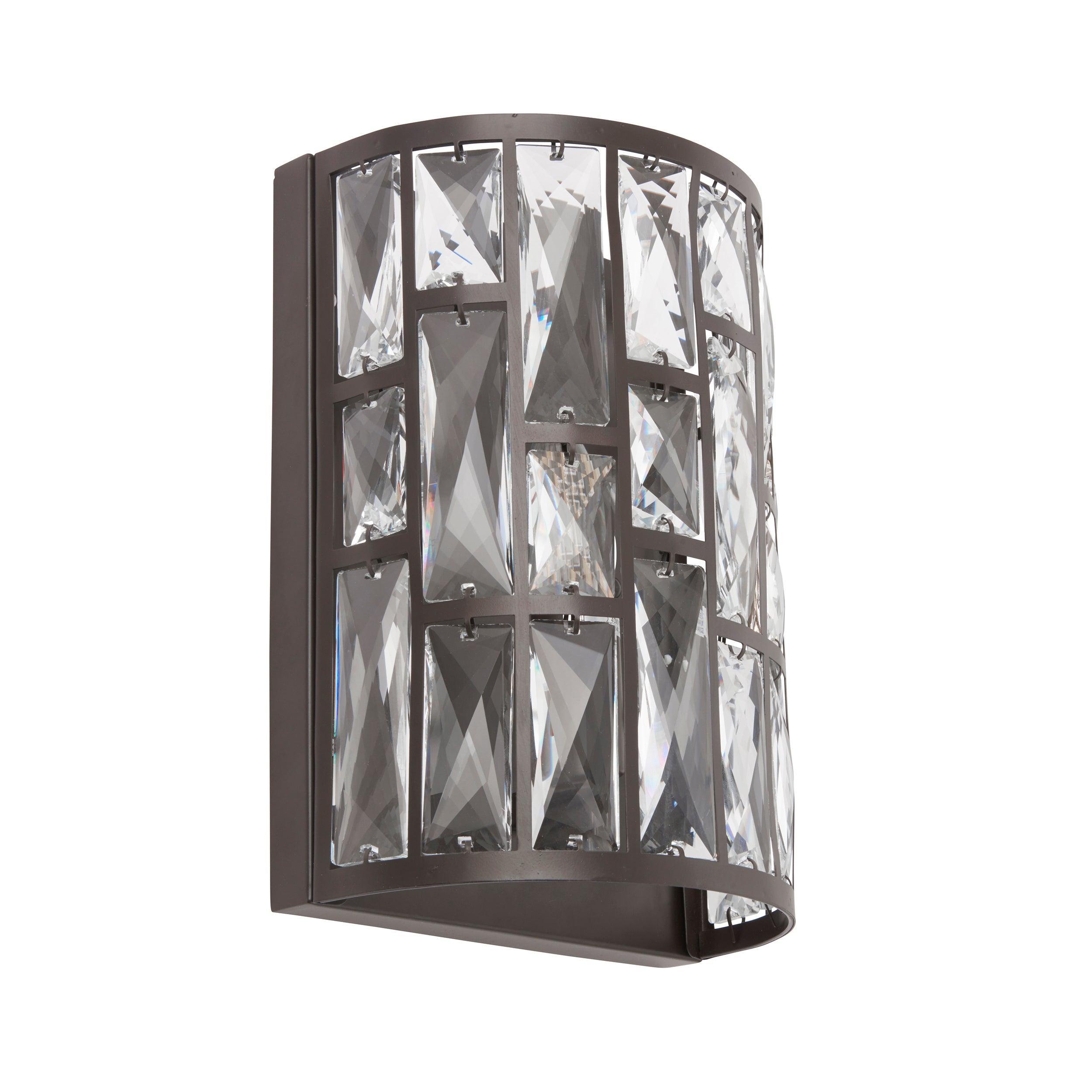 Endon Belle 1 Light Dark Bronze & Crystal Wall Light 69392 - unlit