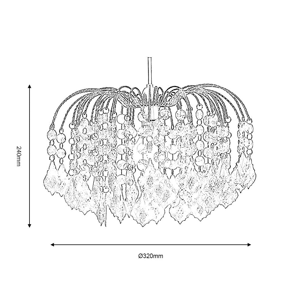 Dacia Chrome Large Non Electric Pendant Ceiling Lamp Shade — close-up detail