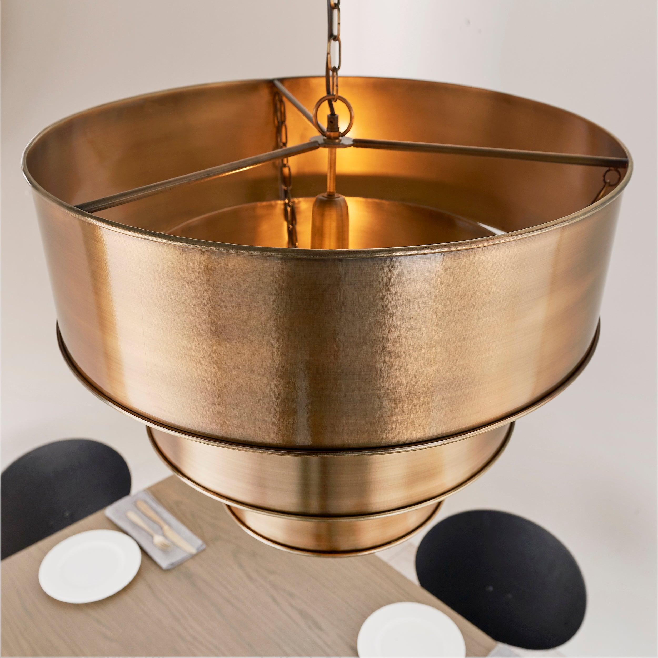 Endon Morad 1 Light Aged Brass Pendant Ceiling Light - Above Table Close-up